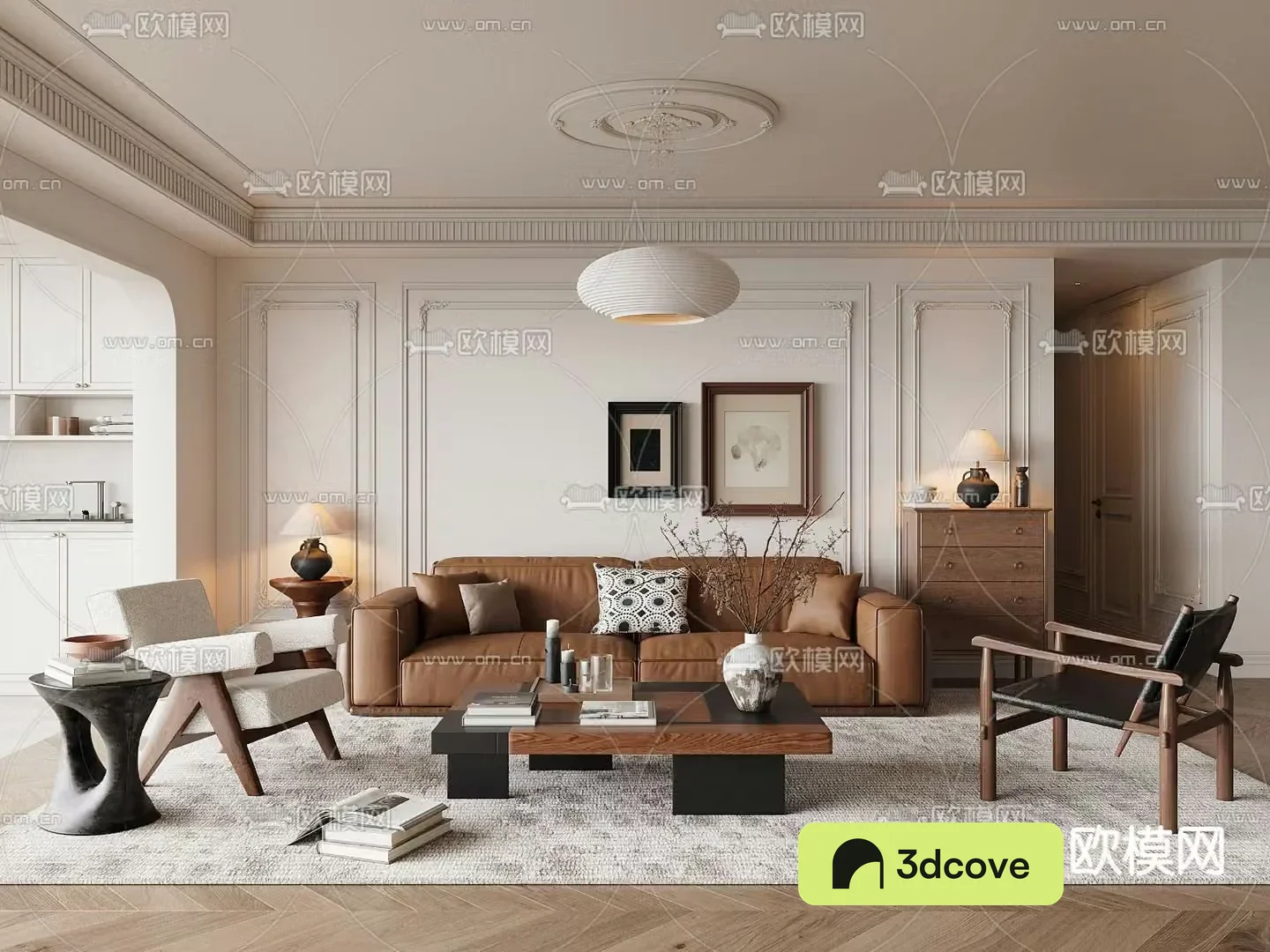 Middle-aged living room 3d model