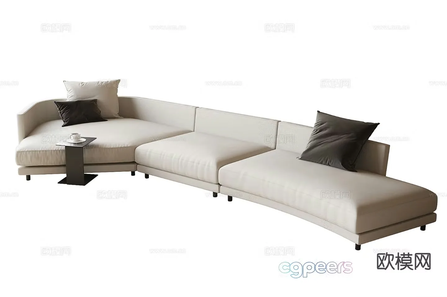 Modern multi-seat sofa curved sofa fabric sofa 3d model
