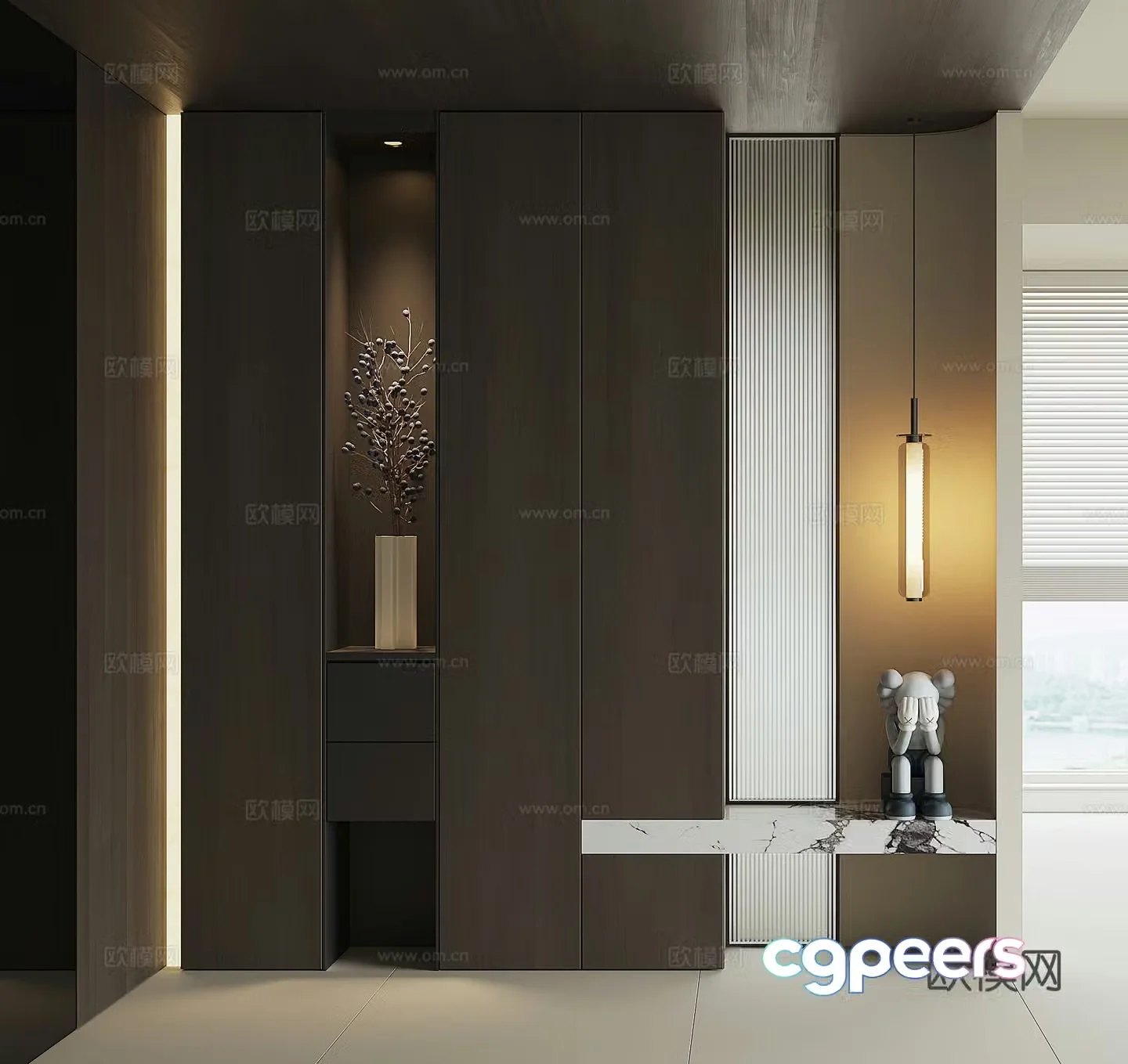 Modern home entrance shoe cabinet 3D model