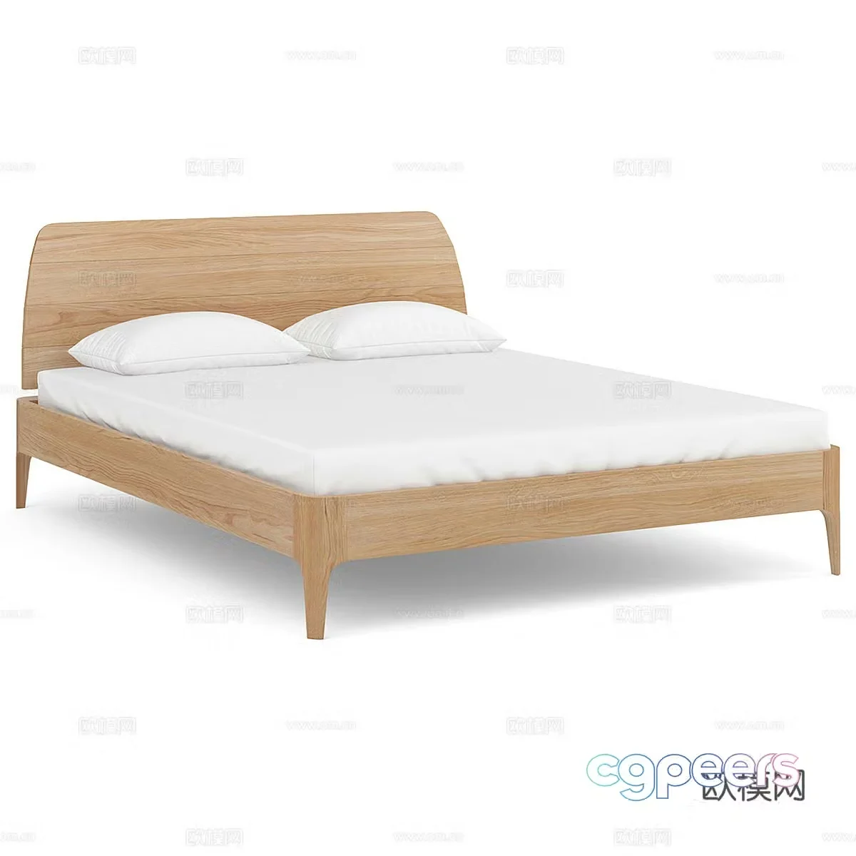 Nordic simple double bed double bed simple bed bedroom bed 3d model