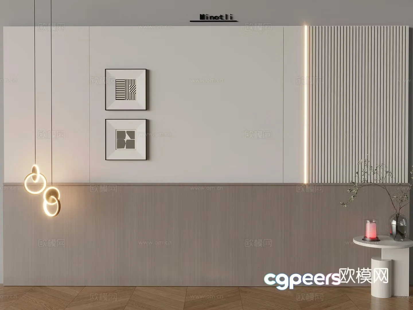 Italian sofa background wall bedside creative chandeliers Nordic tea table 3d model