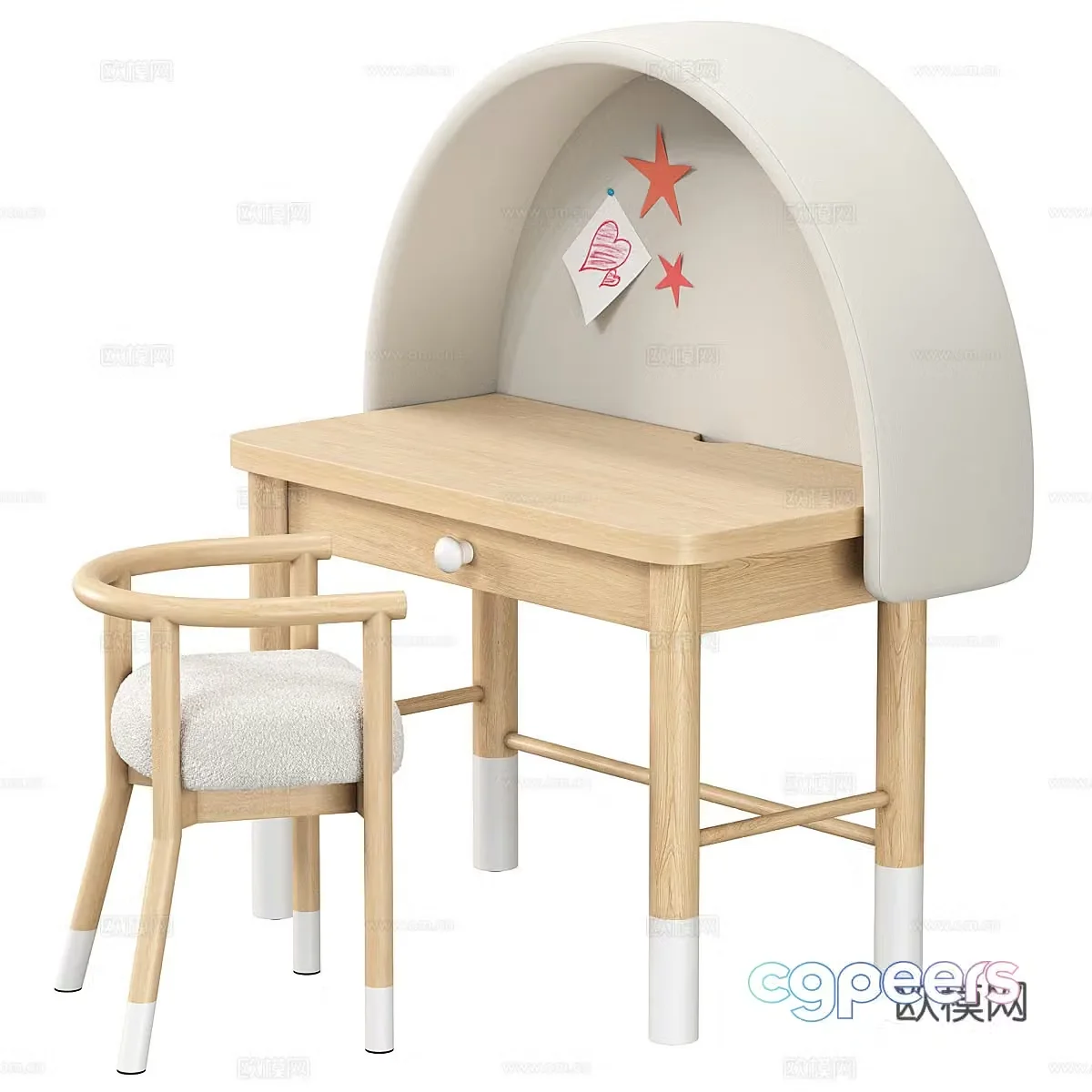 New Chinese children’s table and chair 3D model