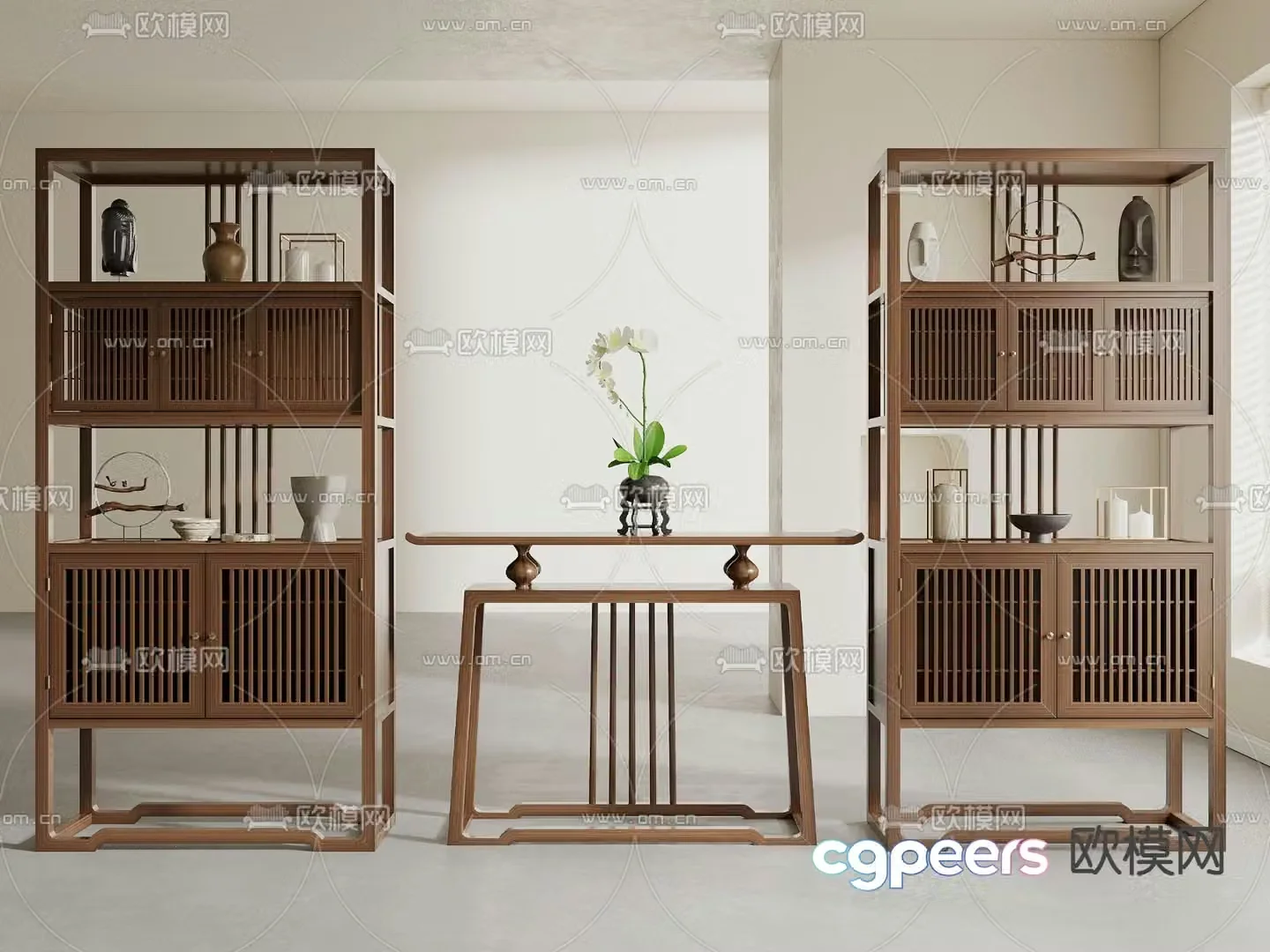 Bogu rack tea cabinet new Chinese style storage rack display rack 3D model