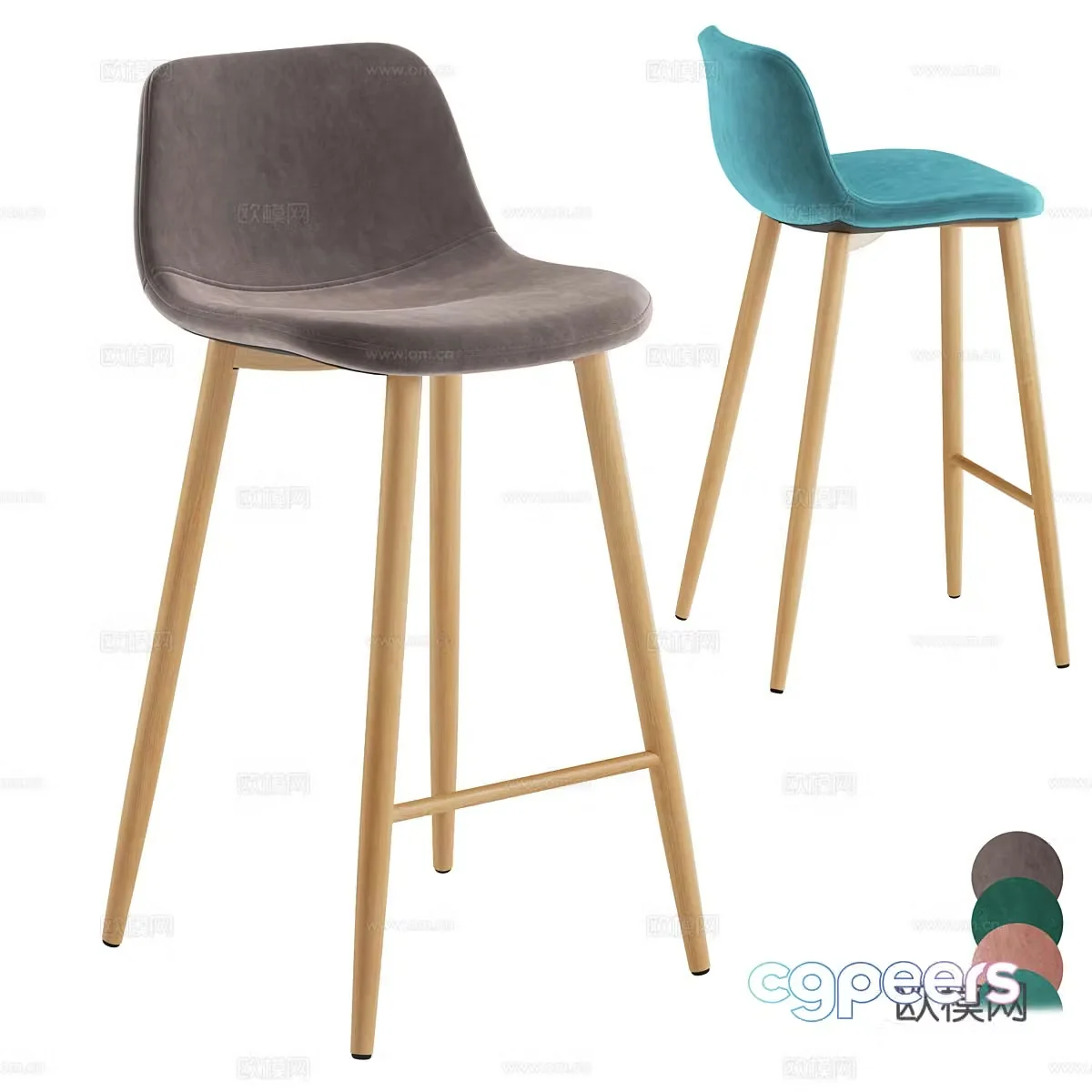 New Chinese bar stool bar stool 3d model