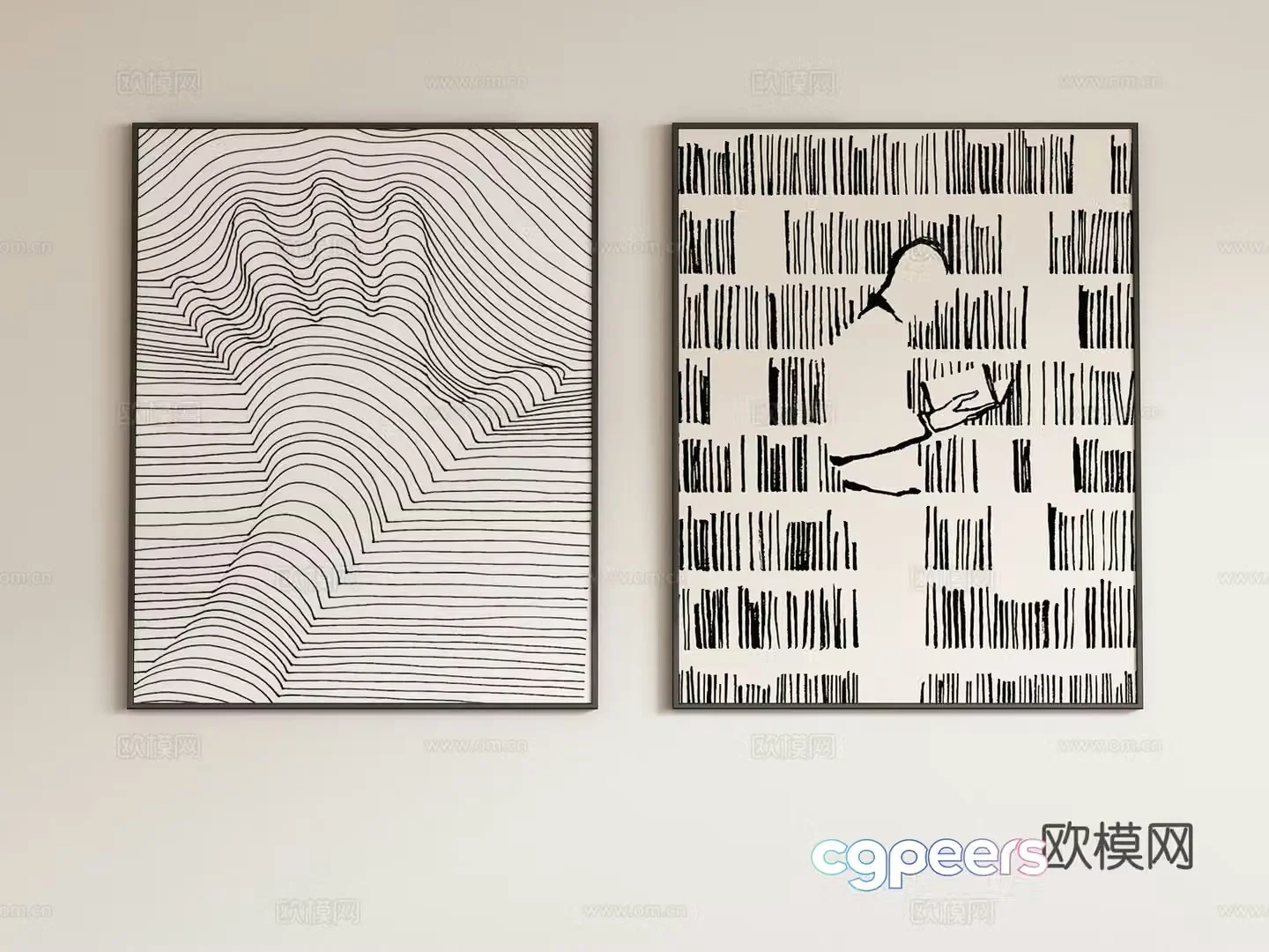 Modern abstract decorative painting hanging painting 3d model