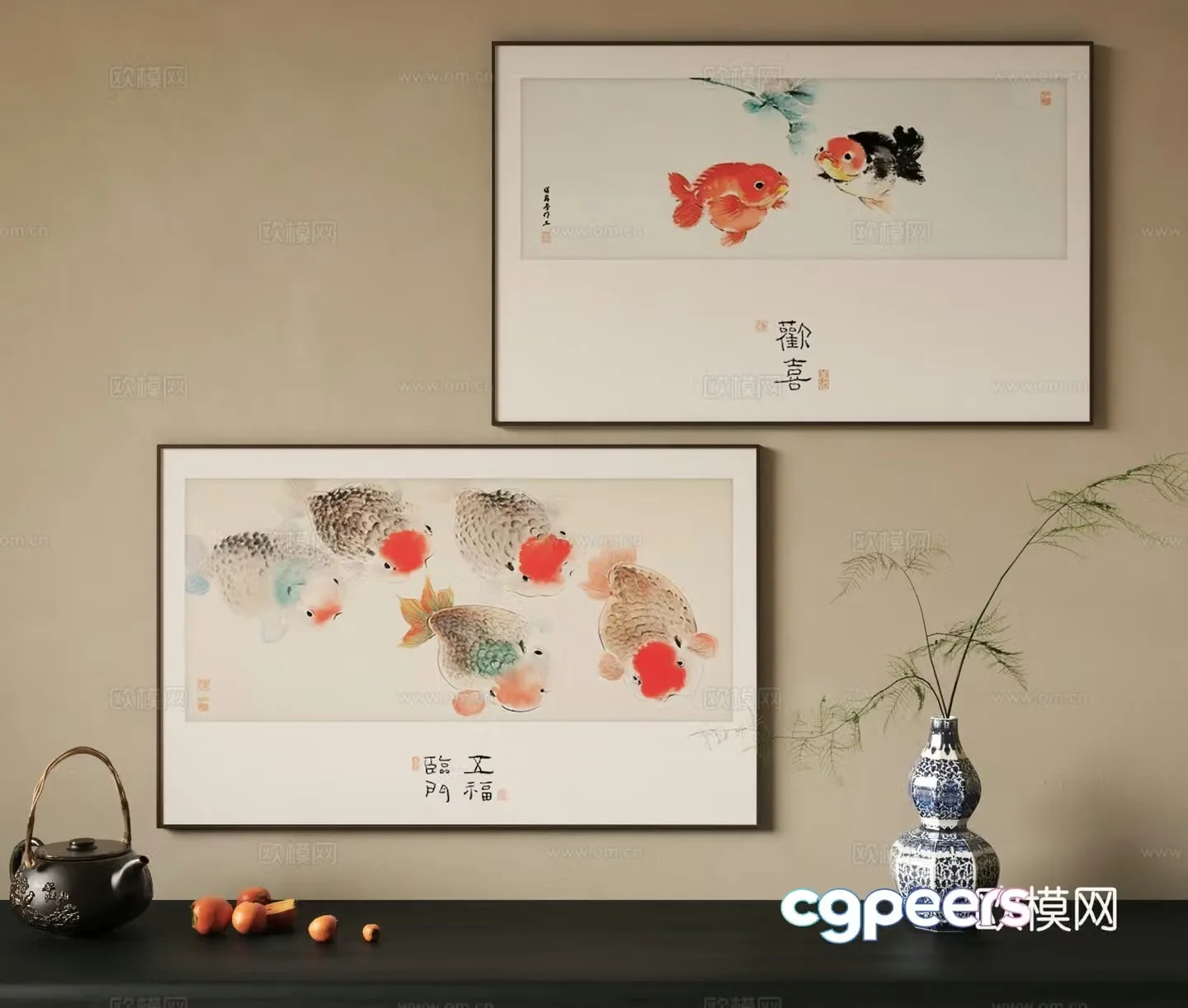 Freehand decorative painting 3d model of landscape