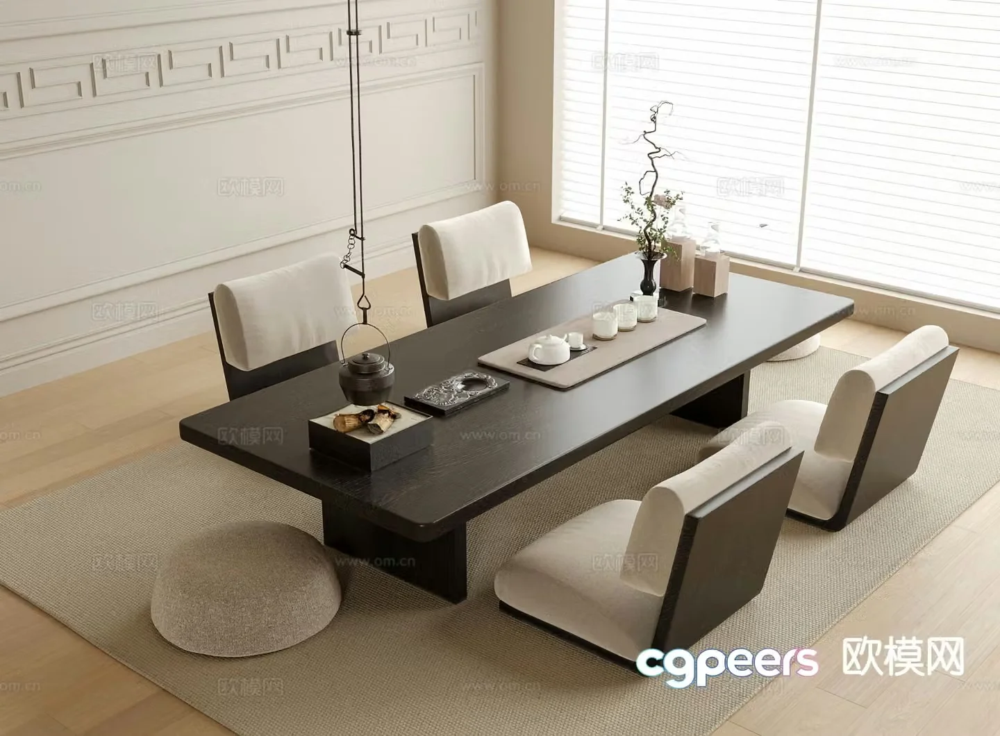 New Chinese Tatami Tea Table Tea Table 3D Model