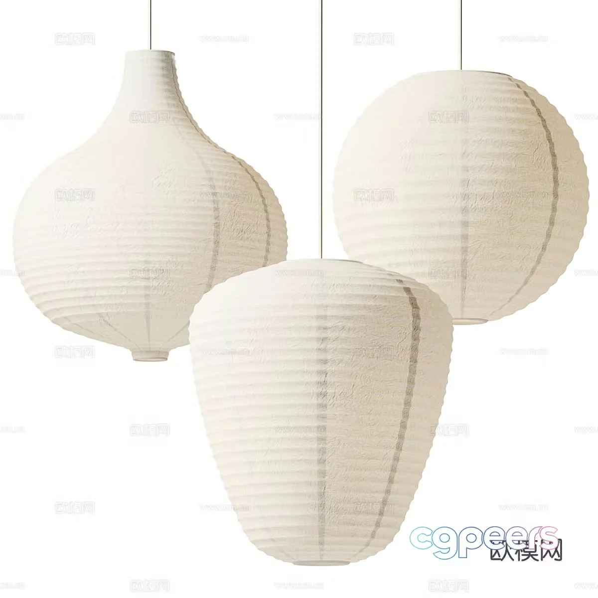 New Chinese style paper decorative chandelier 3D model
