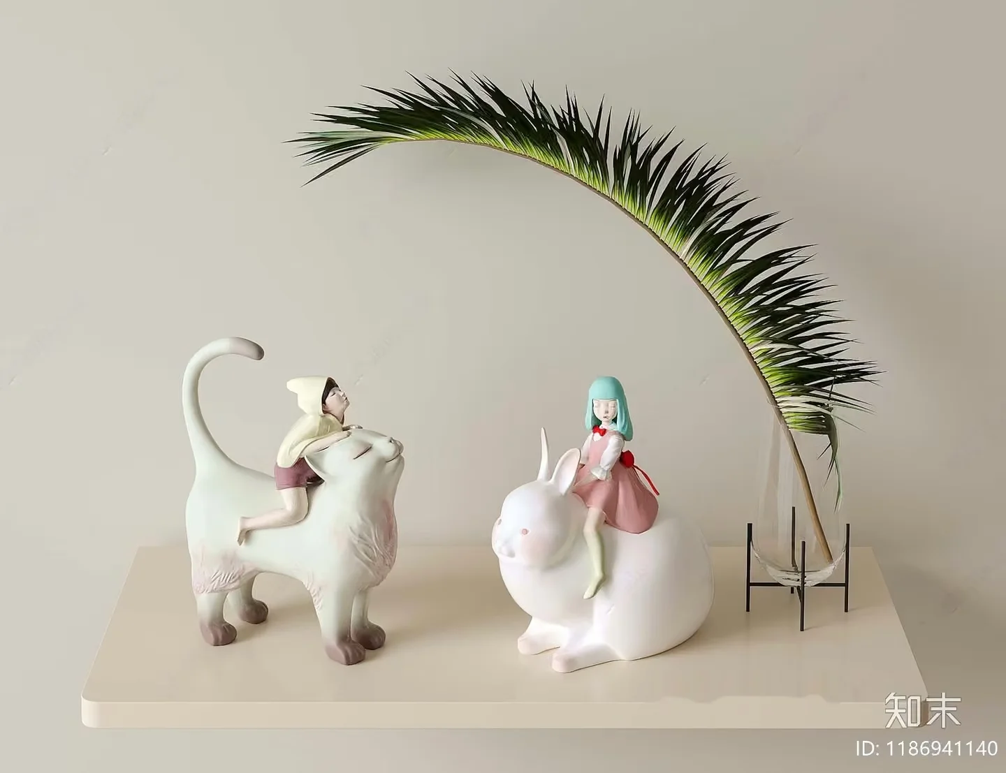 Decorative Figurines Of A Girl And A Cat 3D Model – 3809 – VRAY Render