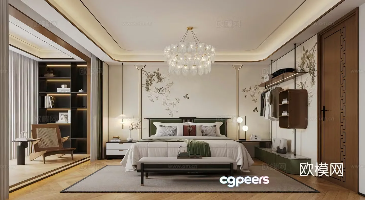 New Chinese bedroom 3D model