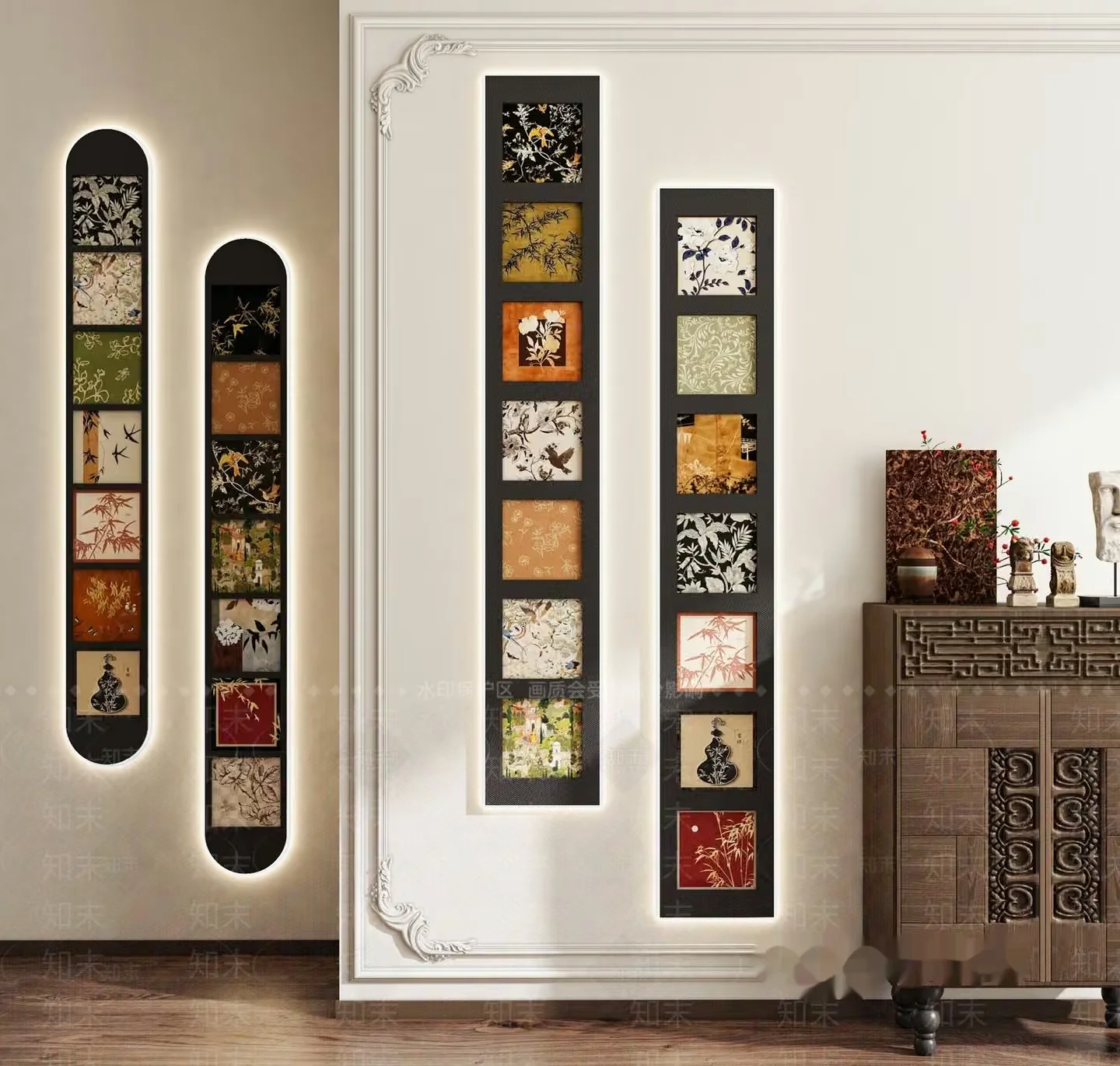 A Decorative Wall With Framed Artwork 3D Model – 14441 – VRAY Render
