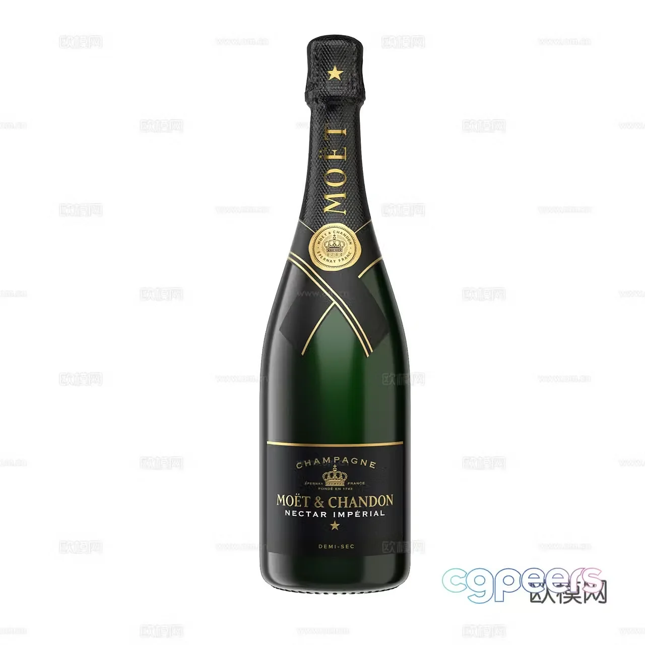 Moet champagne wine bottle red wine white wine 3d model