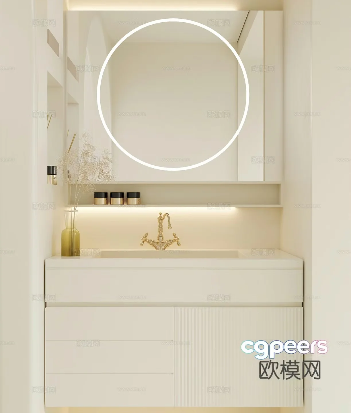 Creamy air bathroom cabinet 3d model