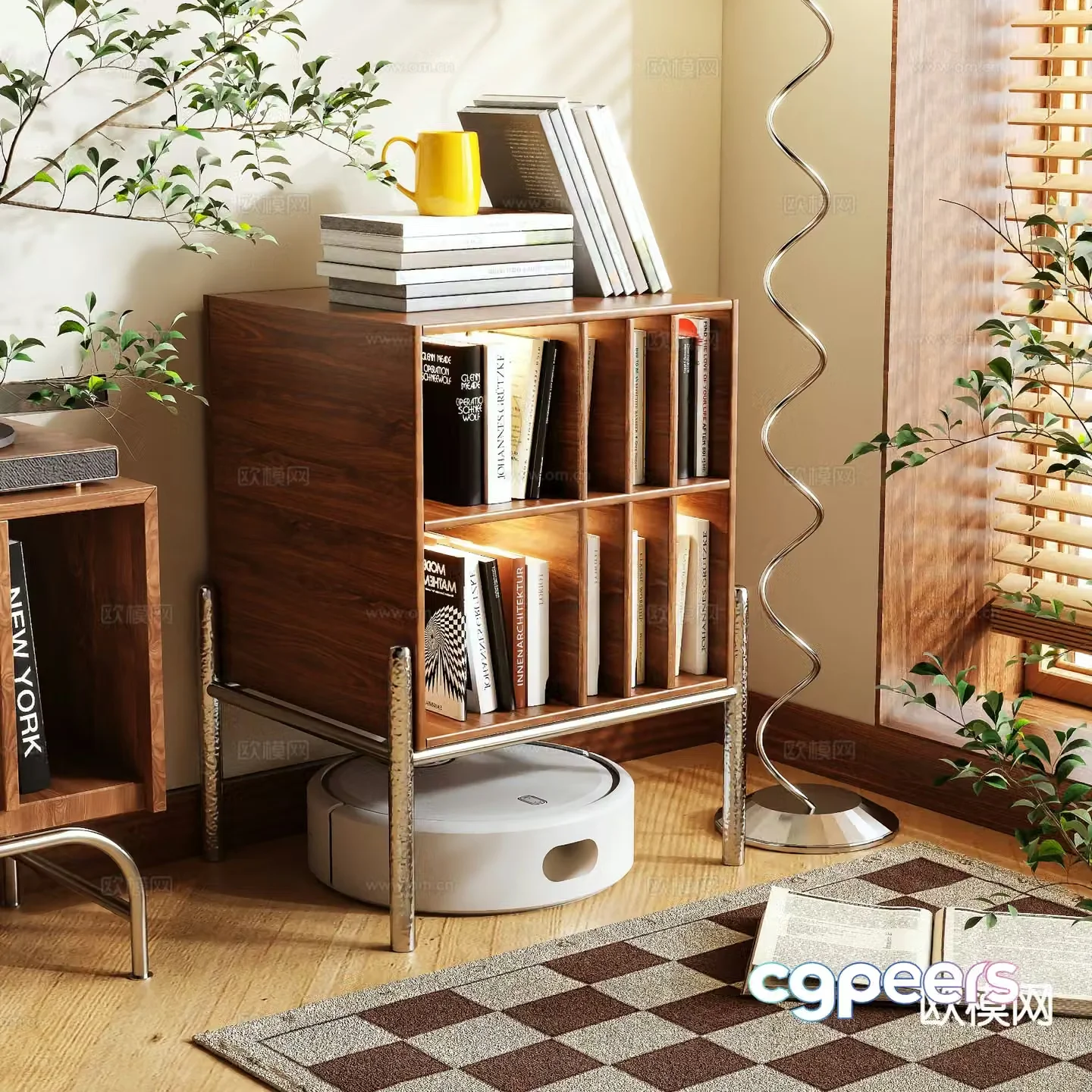 Log style small side cabinet 3D model
