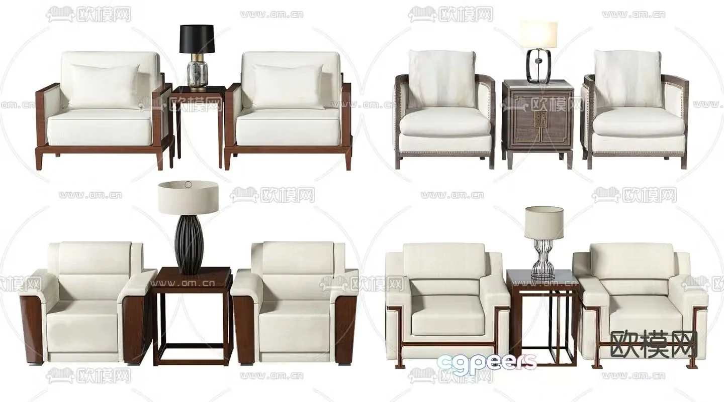 New Chinese style reception sofa VIP sofa guest sofa 3D model