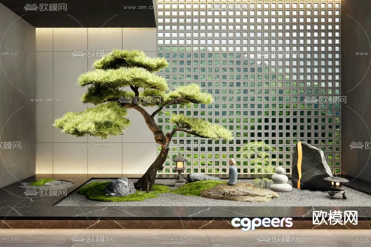 Courtyard landscaping landscape sketch 3D model