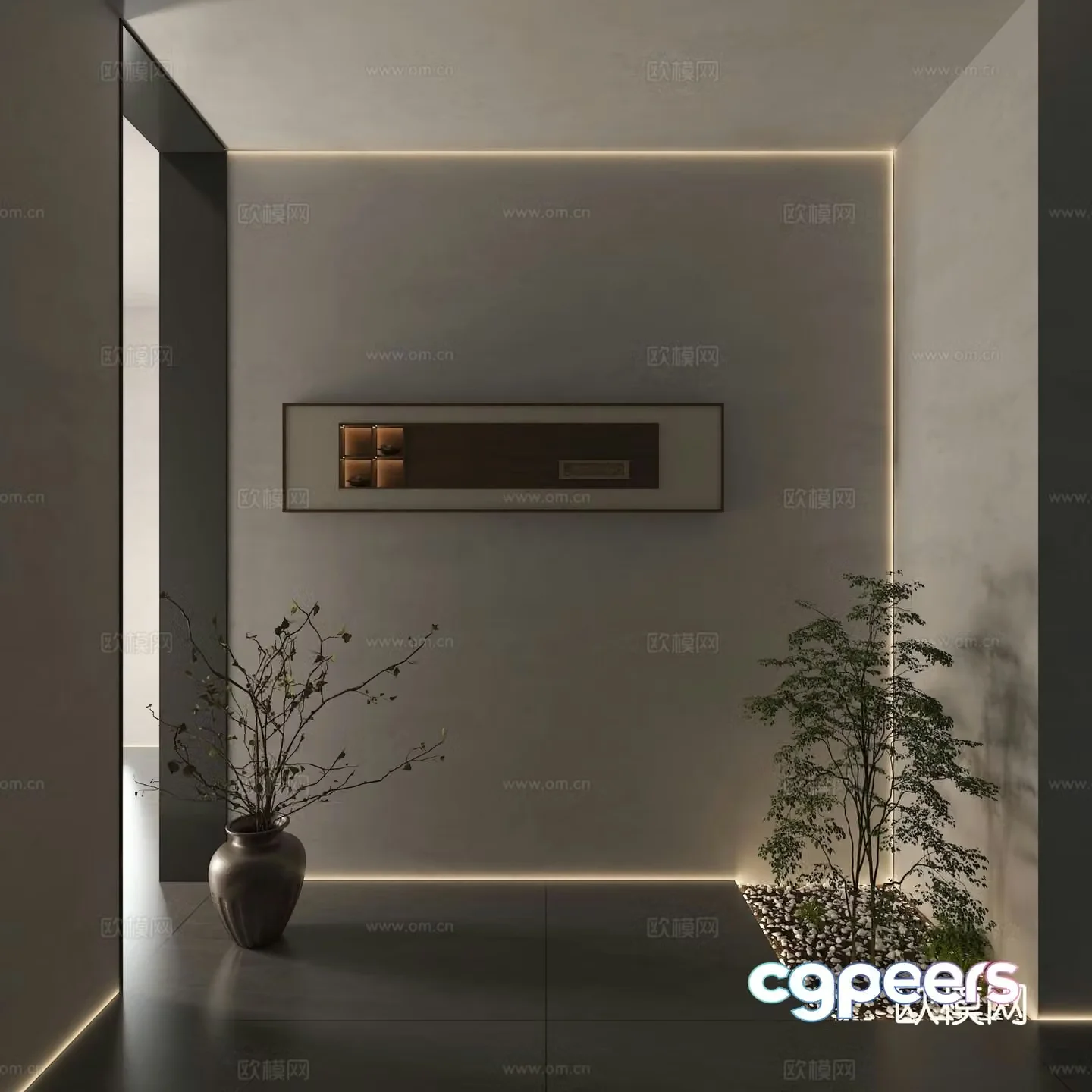 New Chinese style entrance aisle entrance wall 3D model