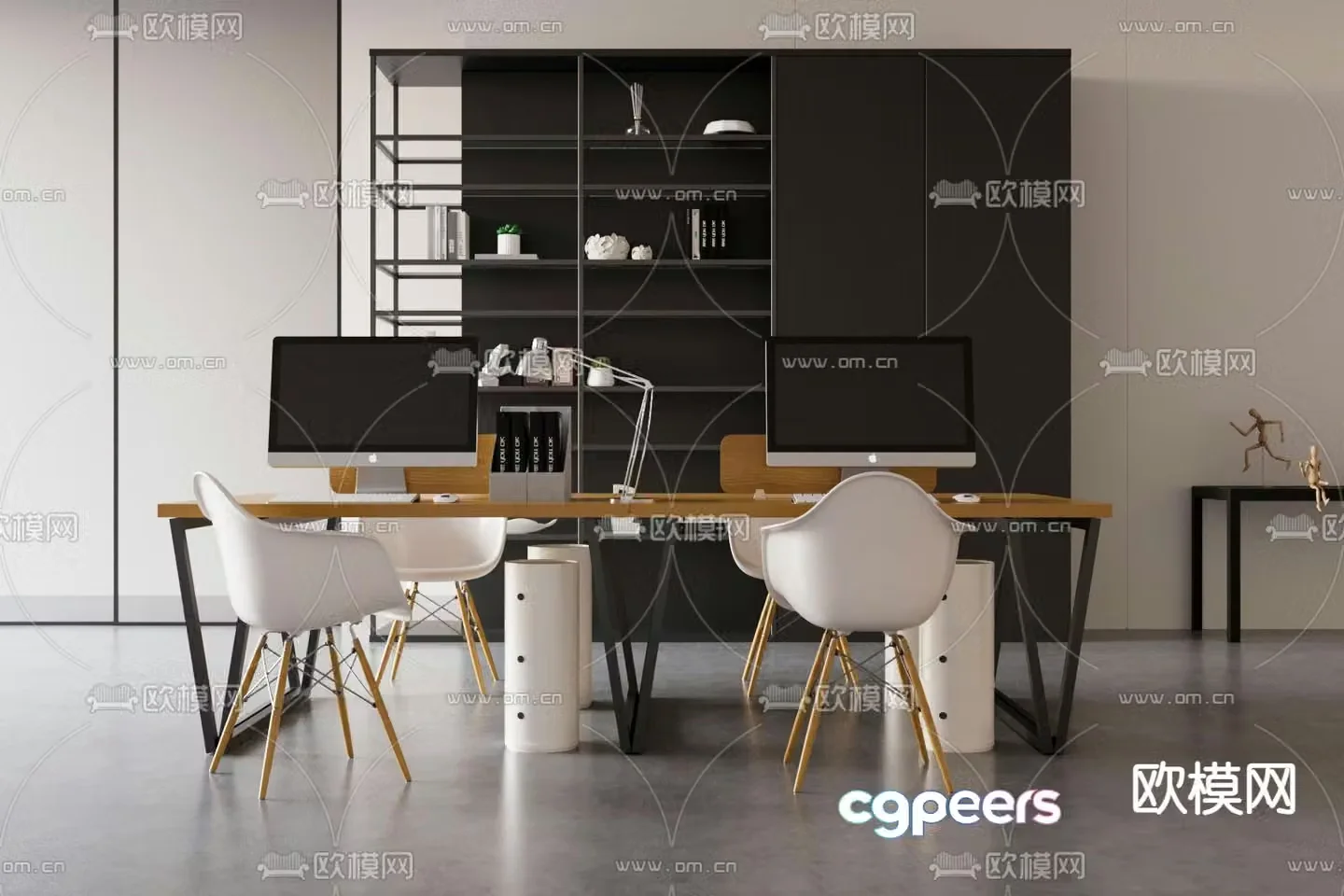 Desk post work station card position 3D model