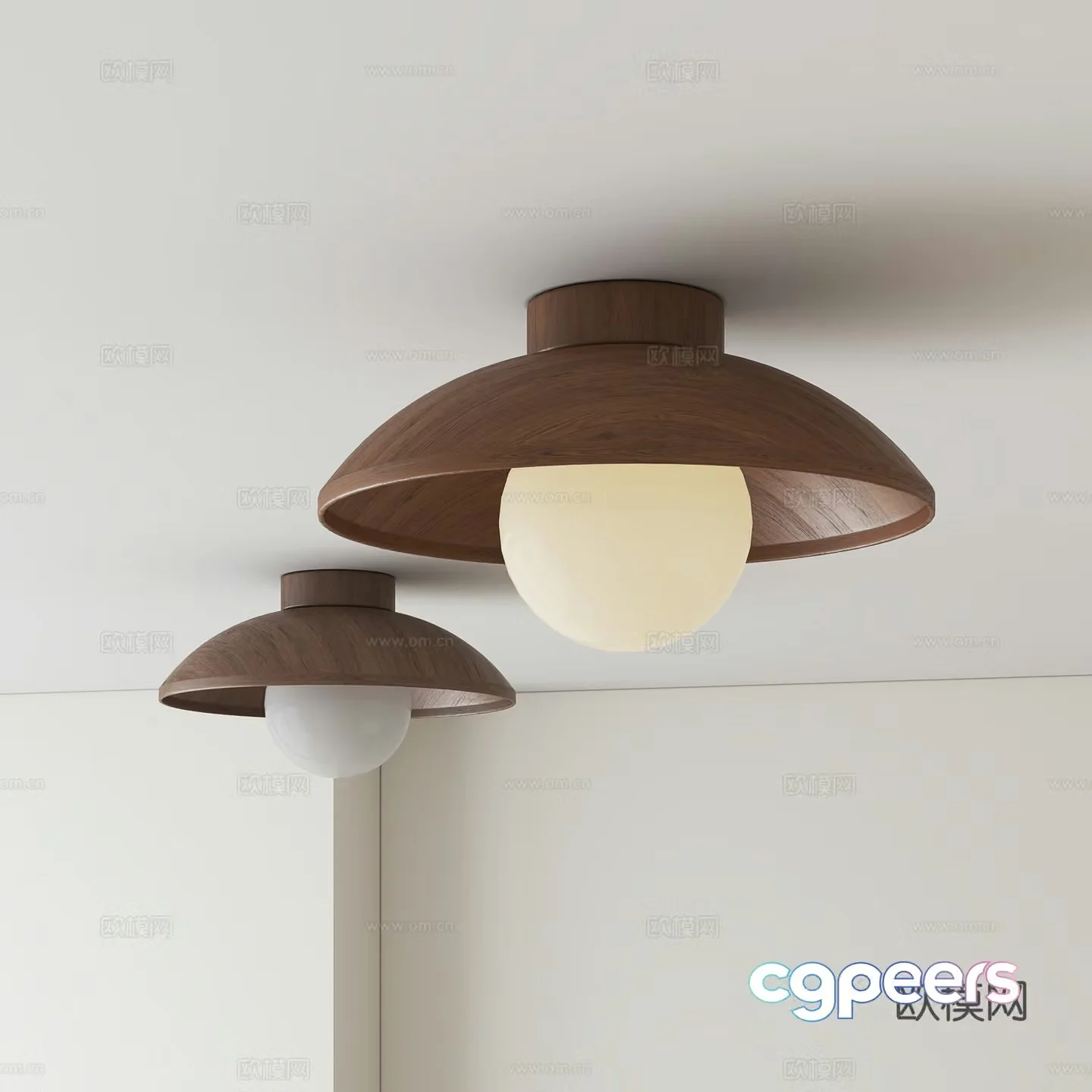 3D model of medieval solid wood ceiling lamp