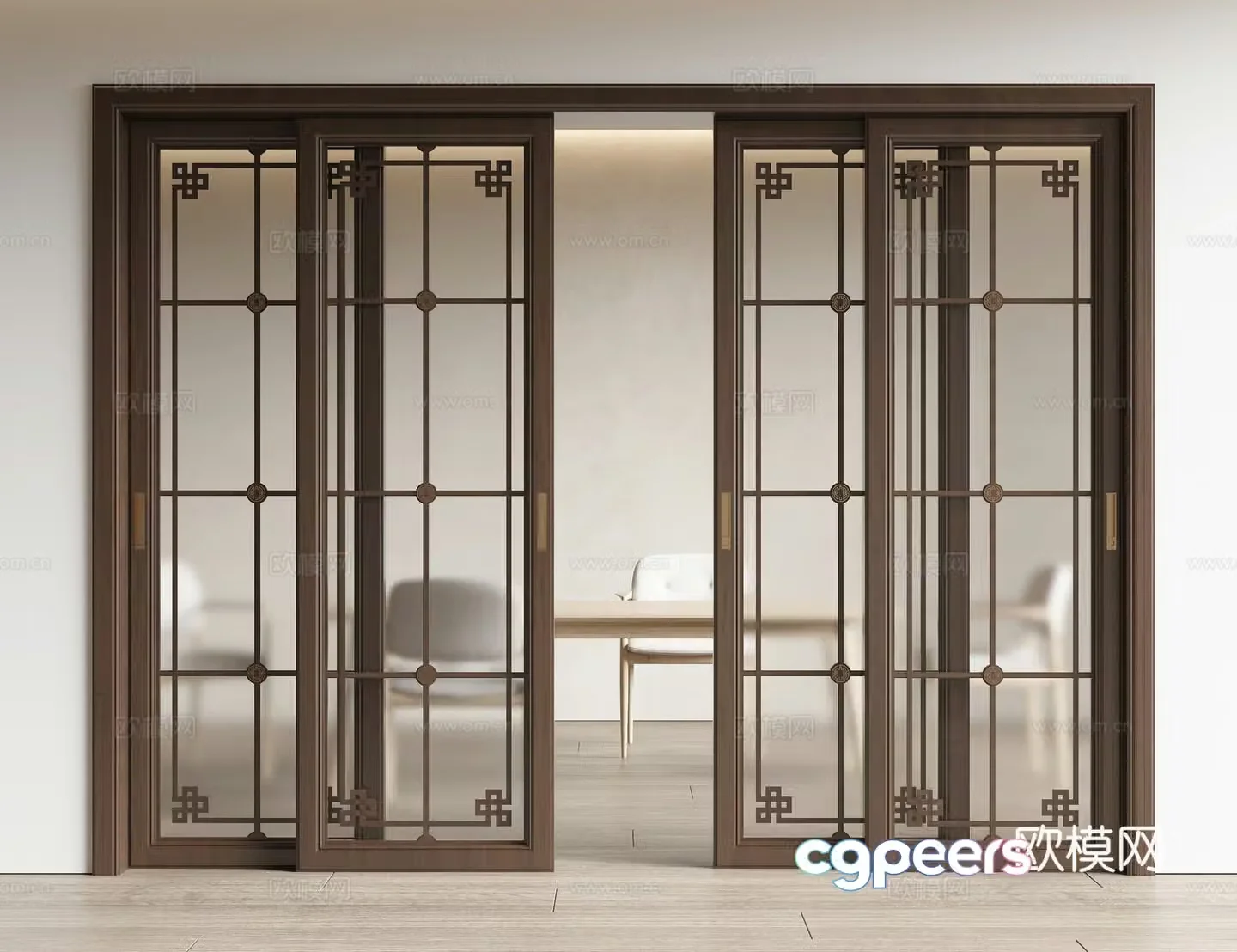New Chinese sliding door 3D model