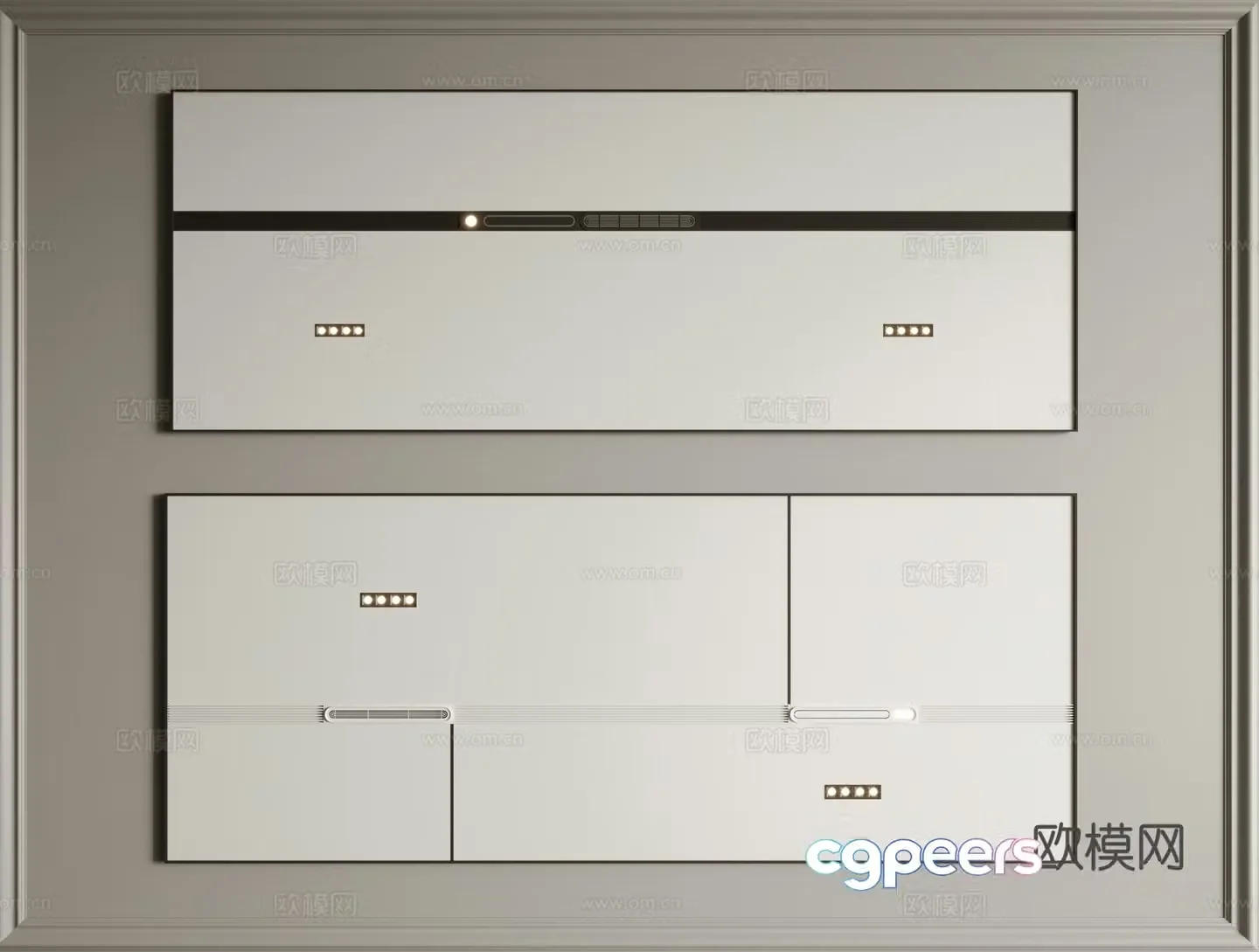Modern integrated suspended ceiling 3d model