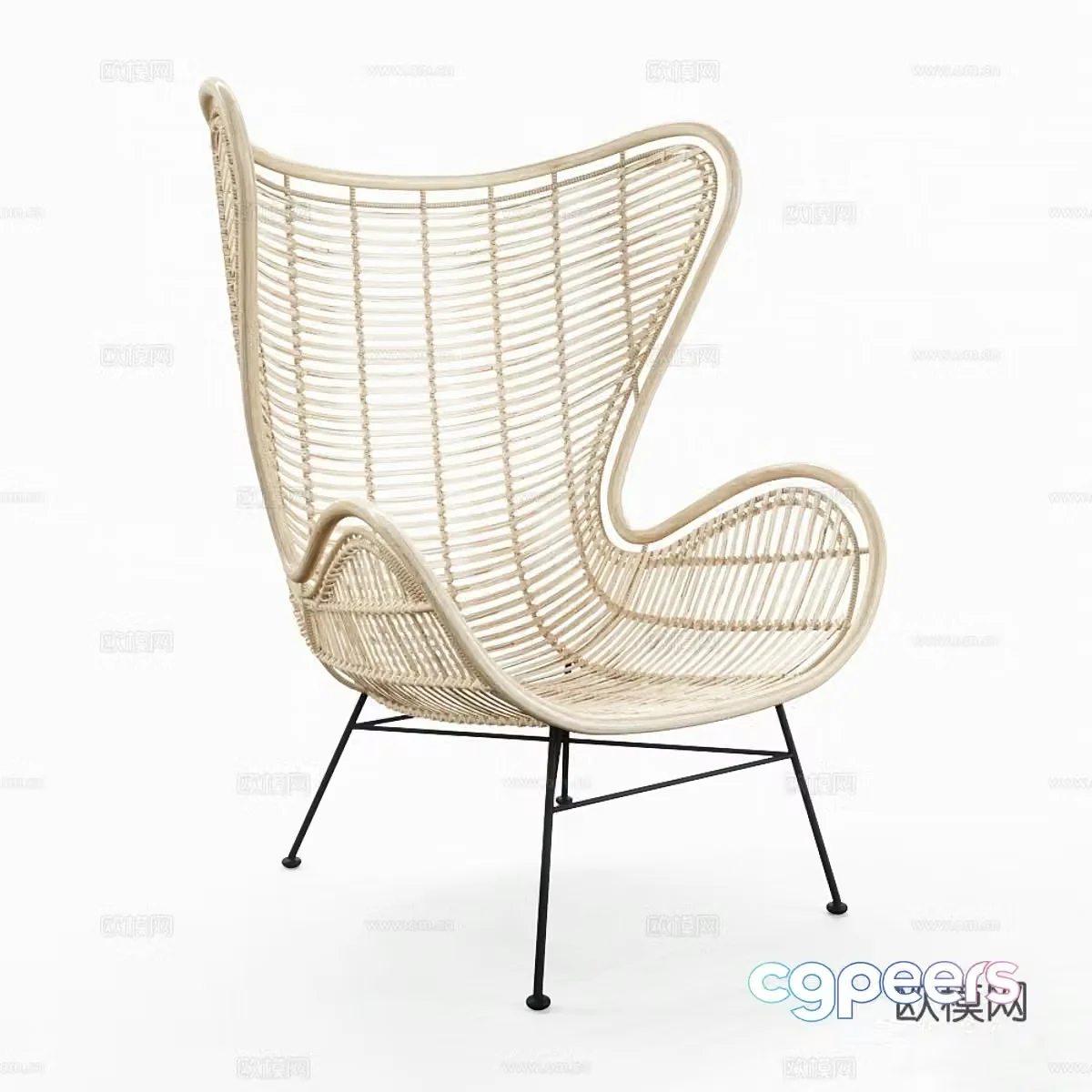 Modern outdoor chair bamboo chair leisure chair 3d model