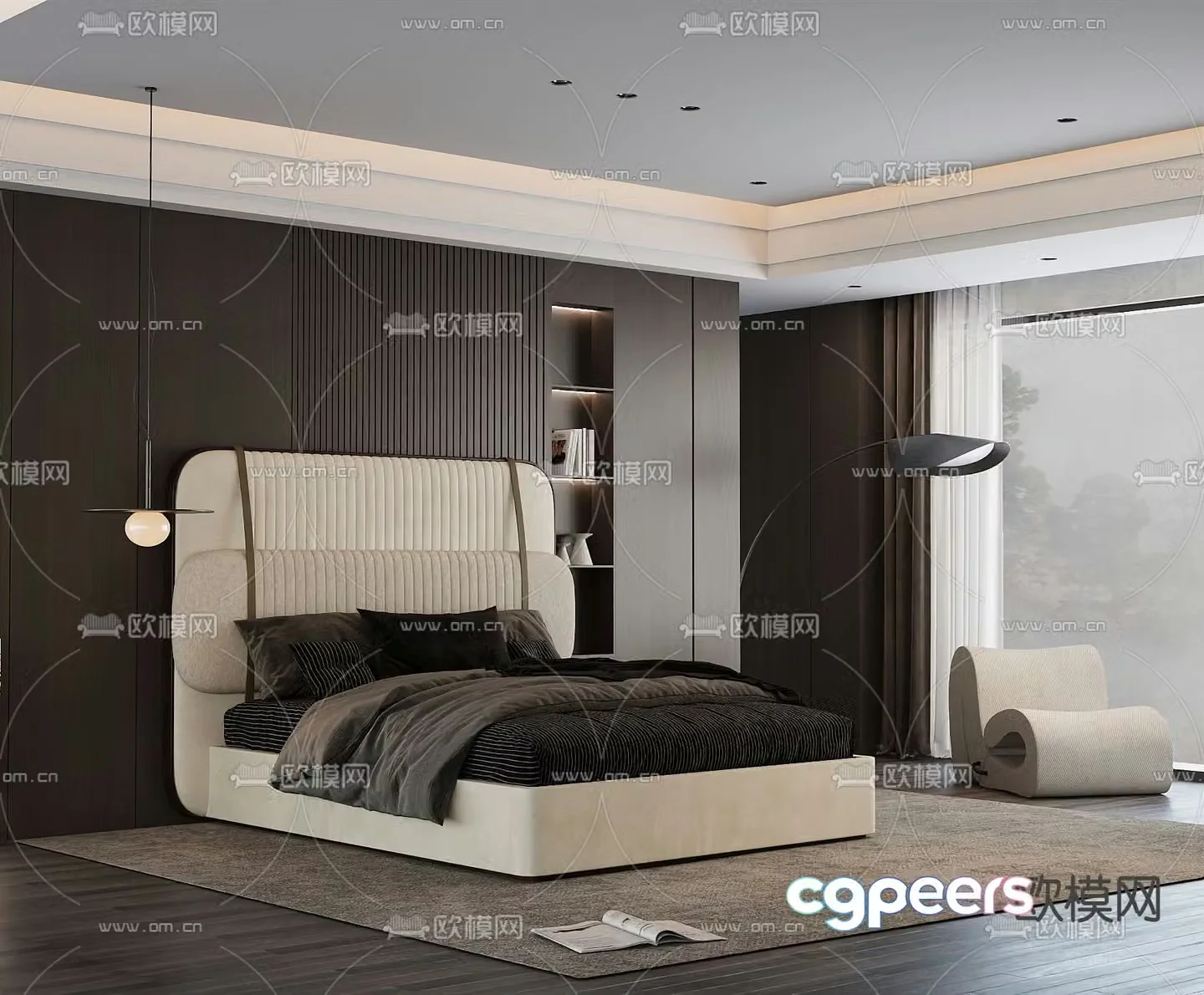 Italian double bed 3d model