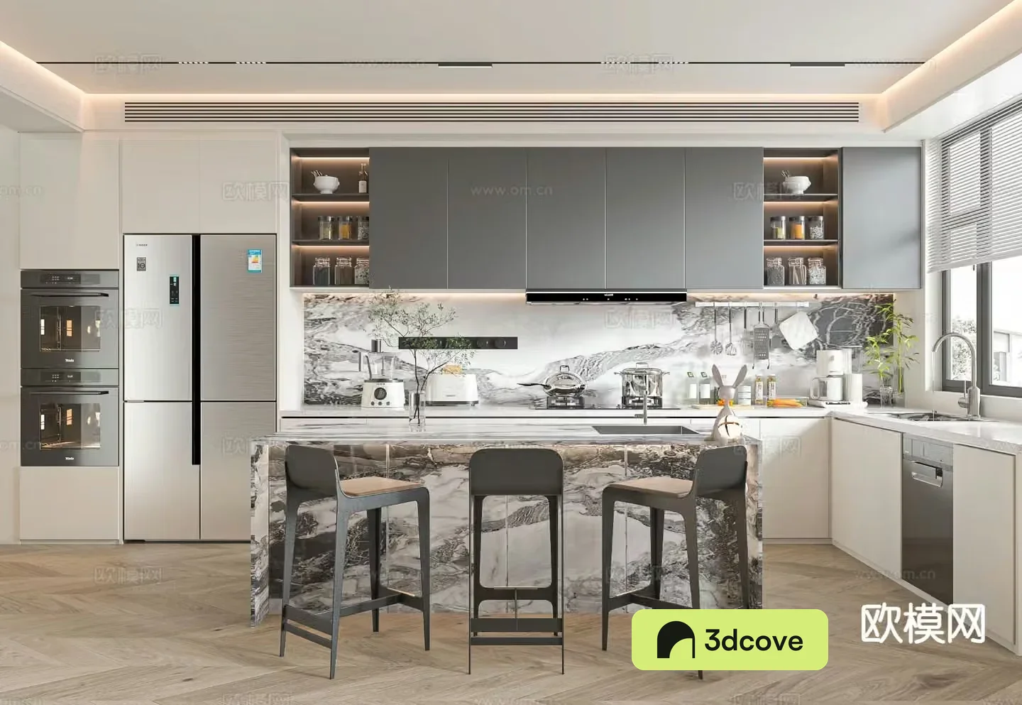 Open kitchen island dining table