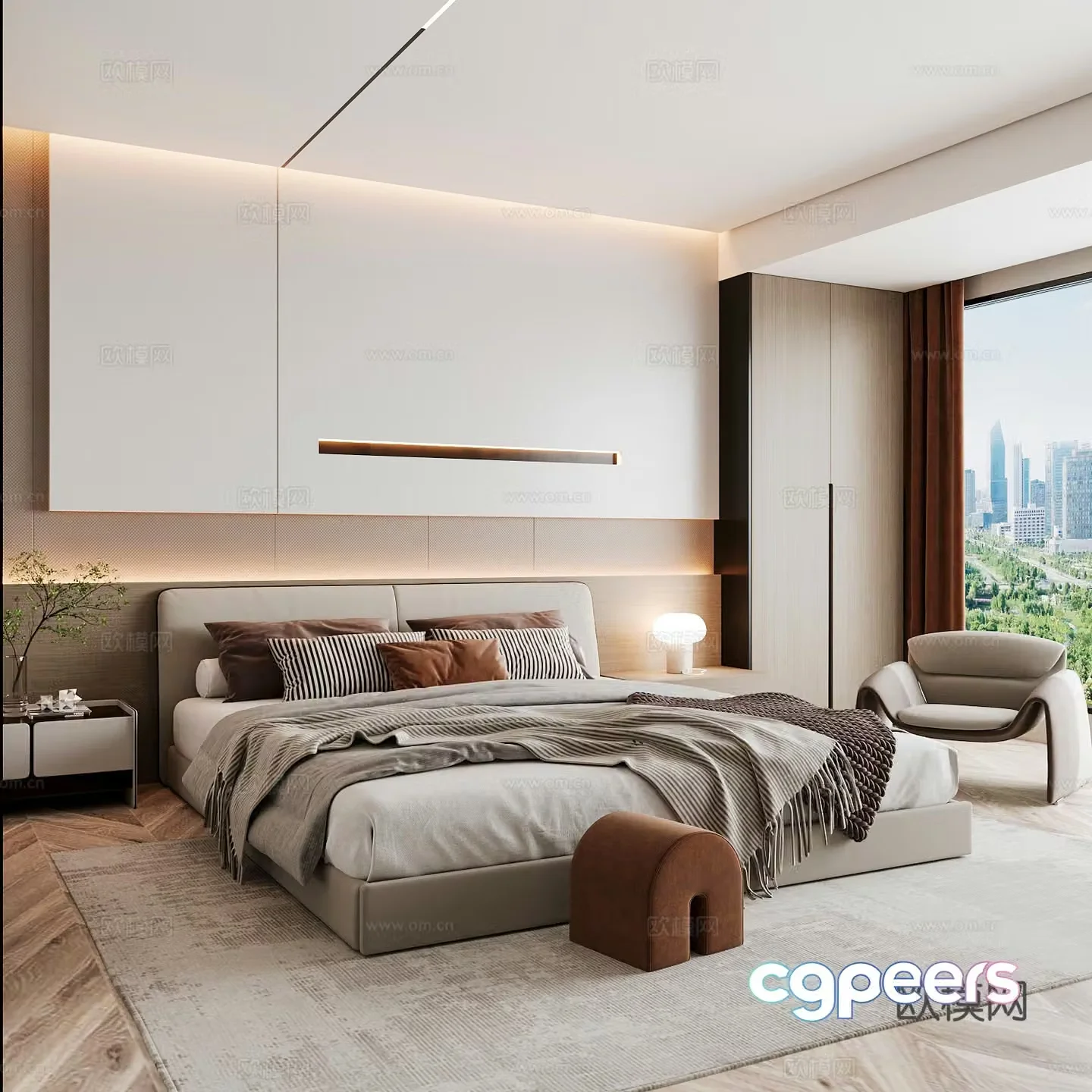 Modern home bedroom Modern bedroom Italian bedroom Simple bedroom Italian bed 3d model