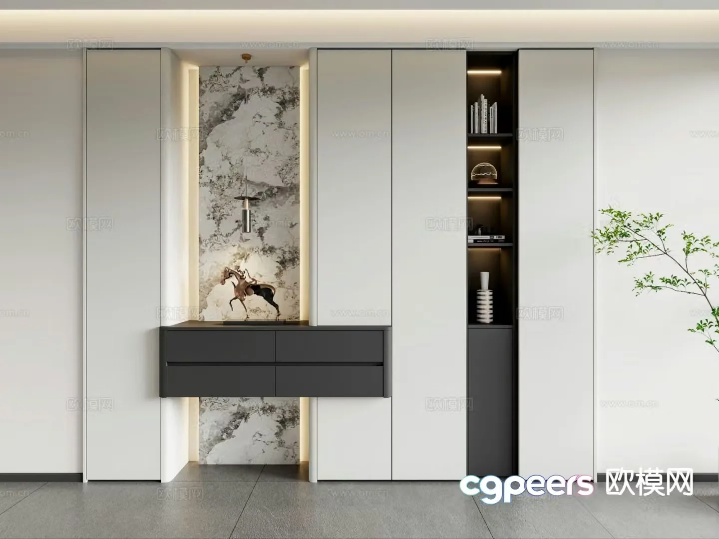 Modern entrance shoe cabinet 3d model