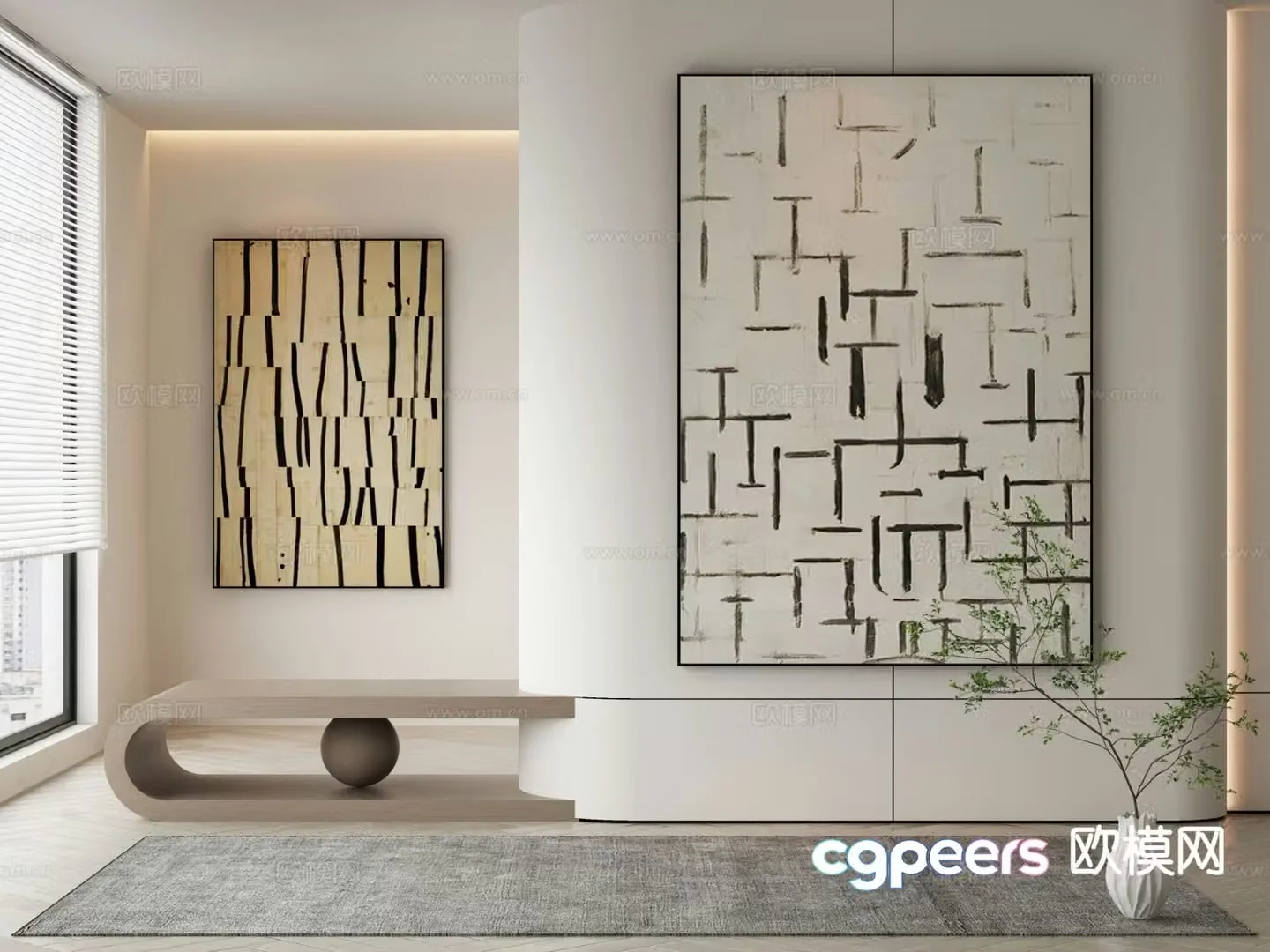 Modern decorative painting abstract painting texture painting 3d model