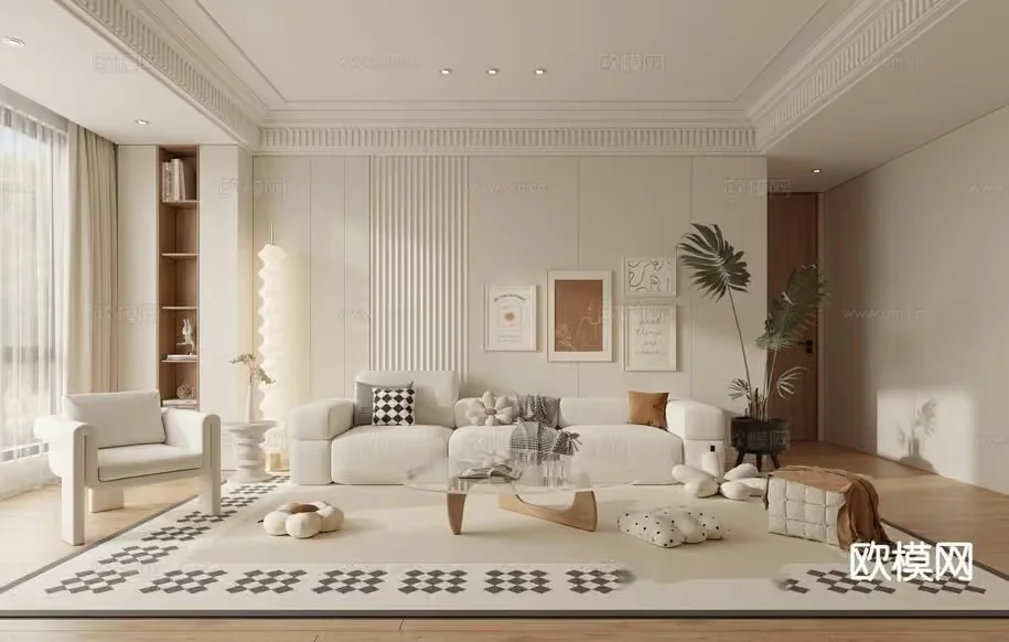 Modern Living Room 3D Model – 2672 – VRAY Render
