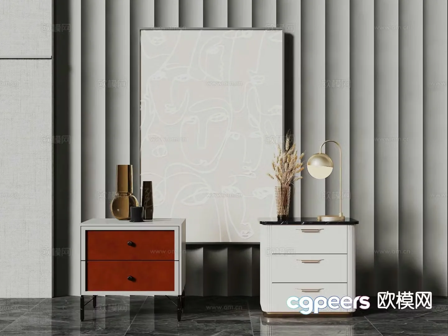 Modern bedside table 3d model