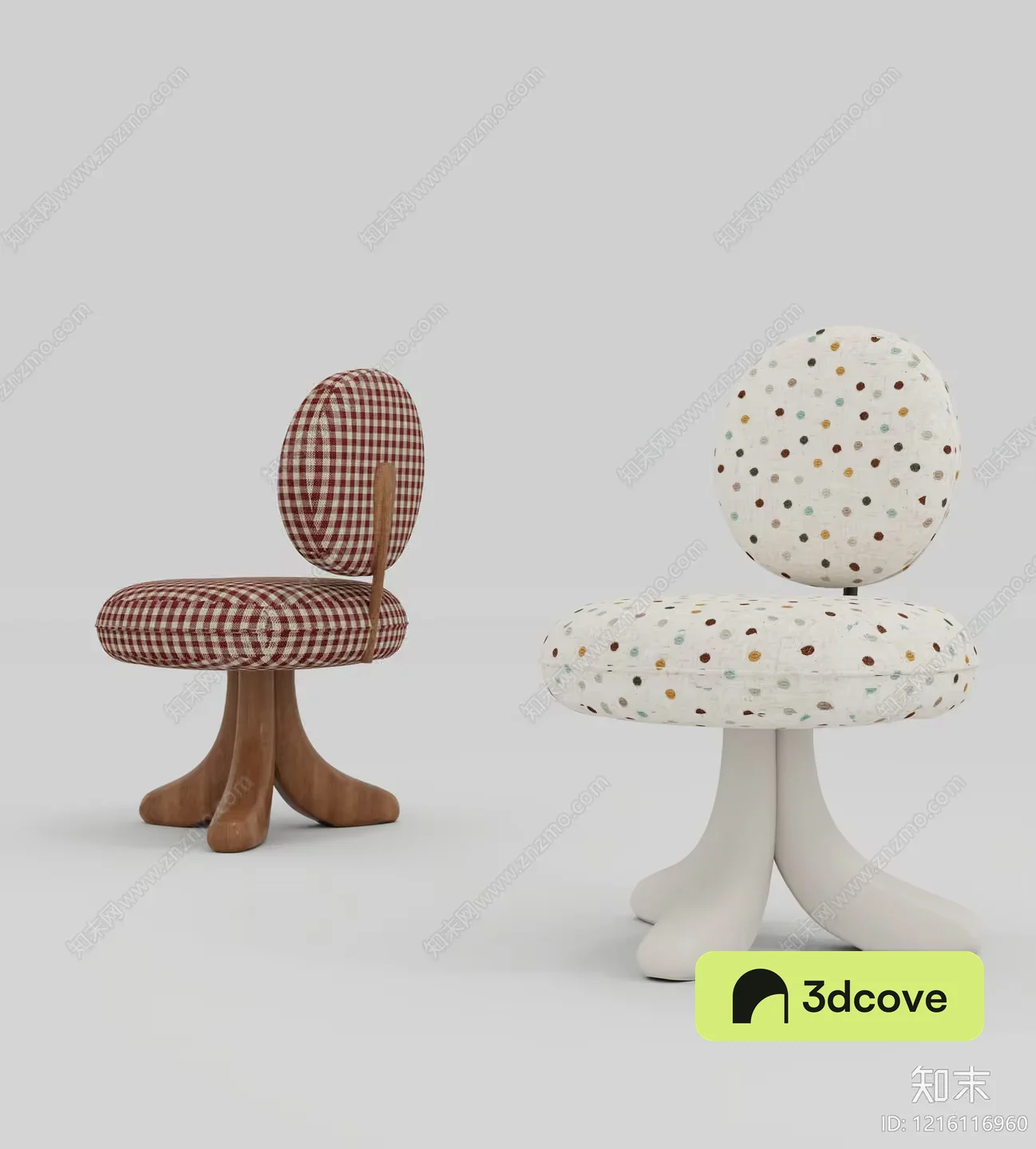 Two Small Chairs With Different Patterns