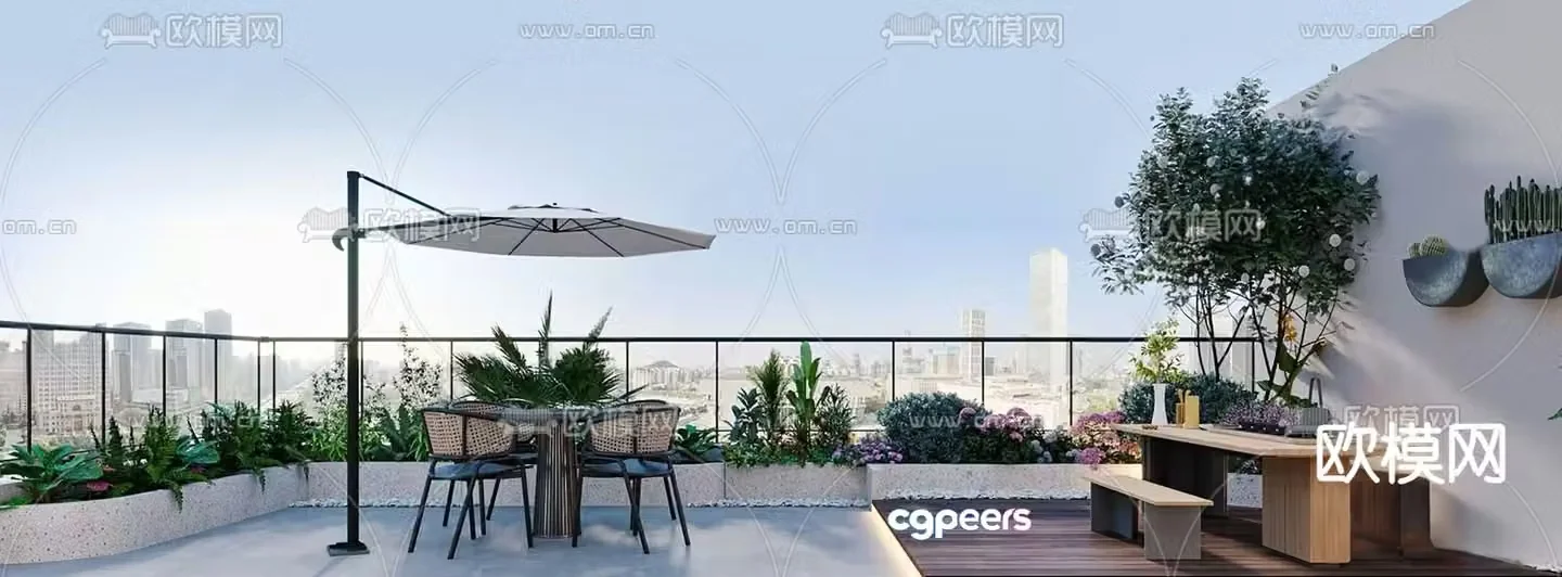 Terrace Balcony Roof Garden 3d model