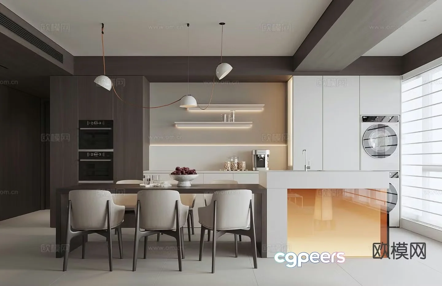 Modern island restaurant 3d model