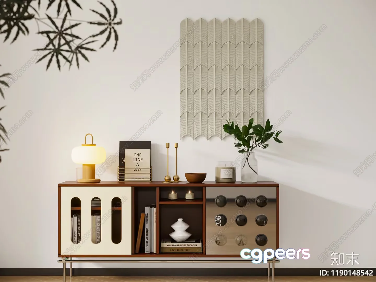 Modern Mid-Century Sideboard 3D Model – 4366 – VRAY Render