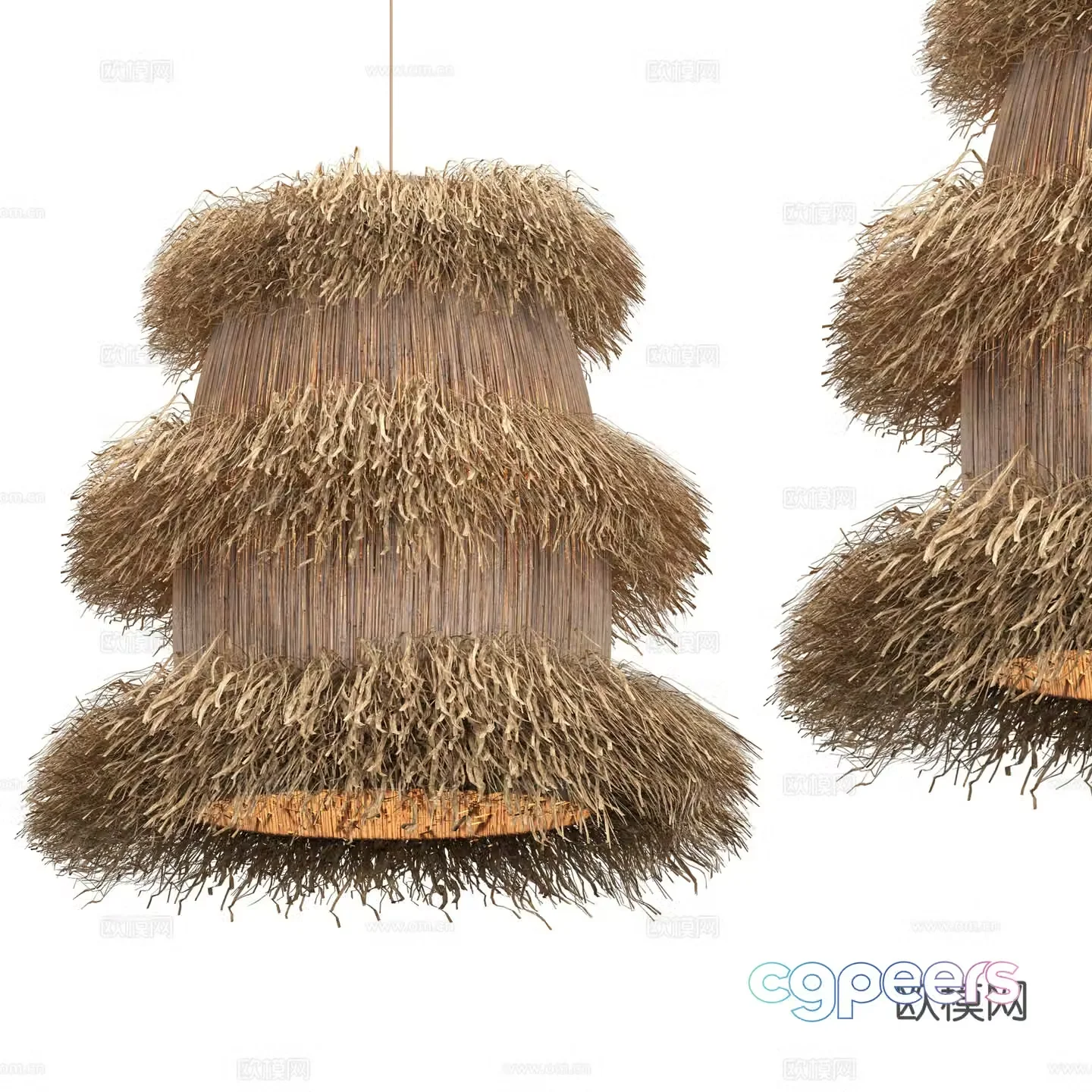New Chinese style wasabi wicker lotus lantern 3D model