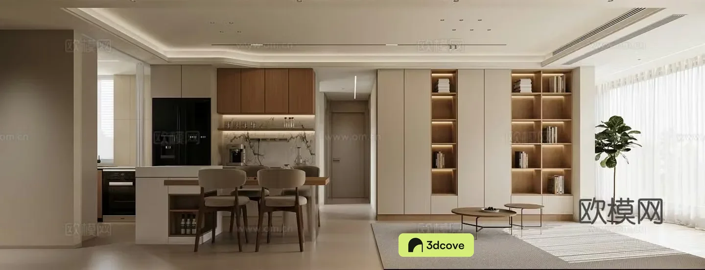 Waviva retro style dining room open kitchen