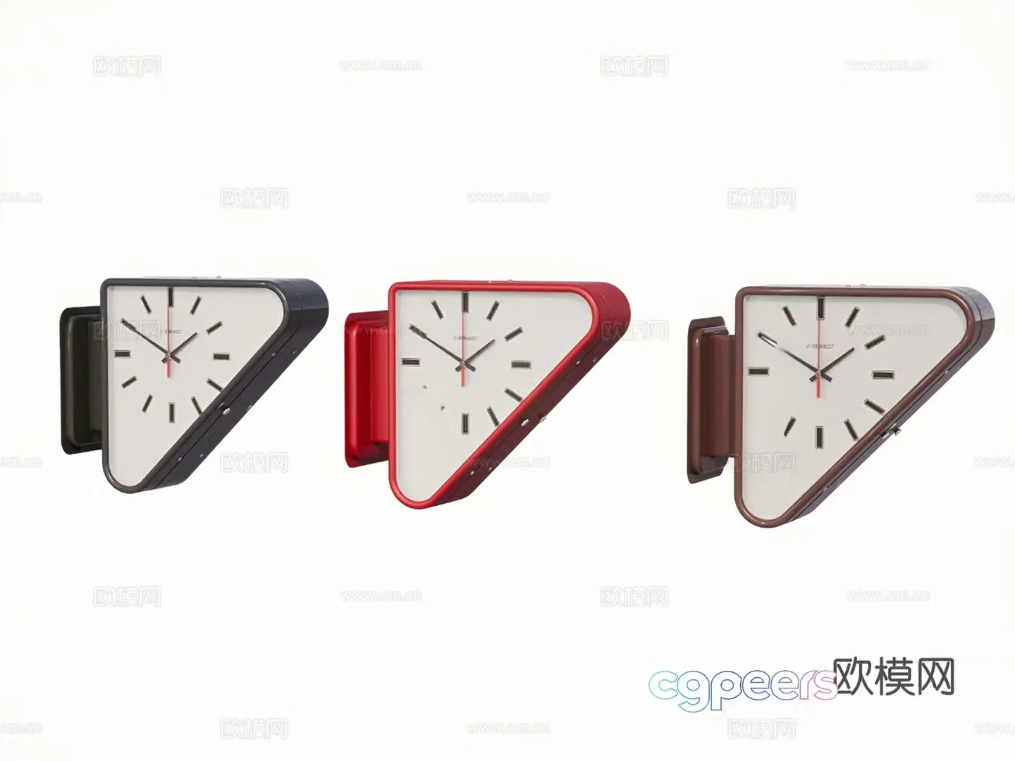 Clock wall lamp triangle wall clock 3d model