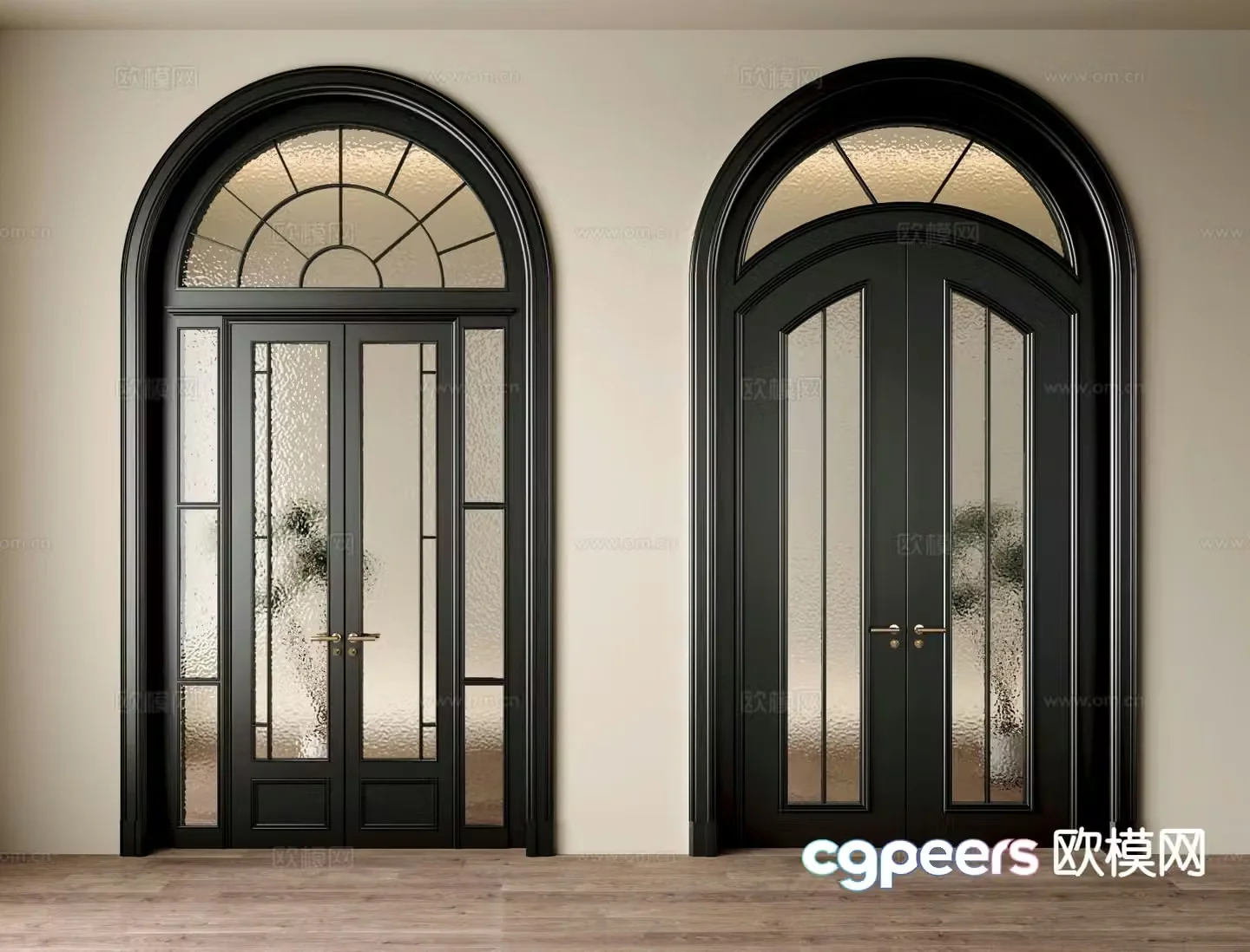 French doors glass doors swing doors arched doors 3D model