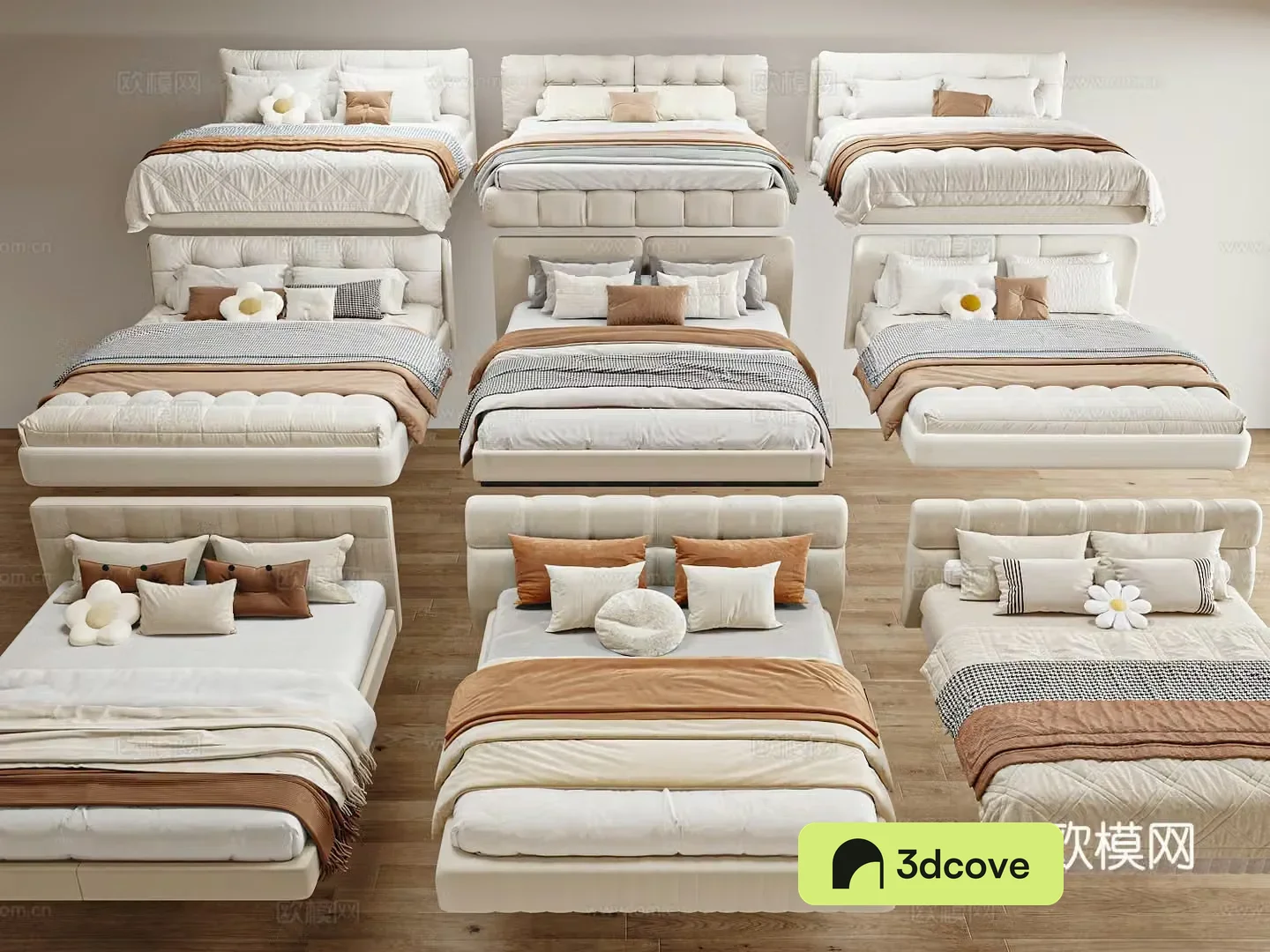 Modern cream style double bed
