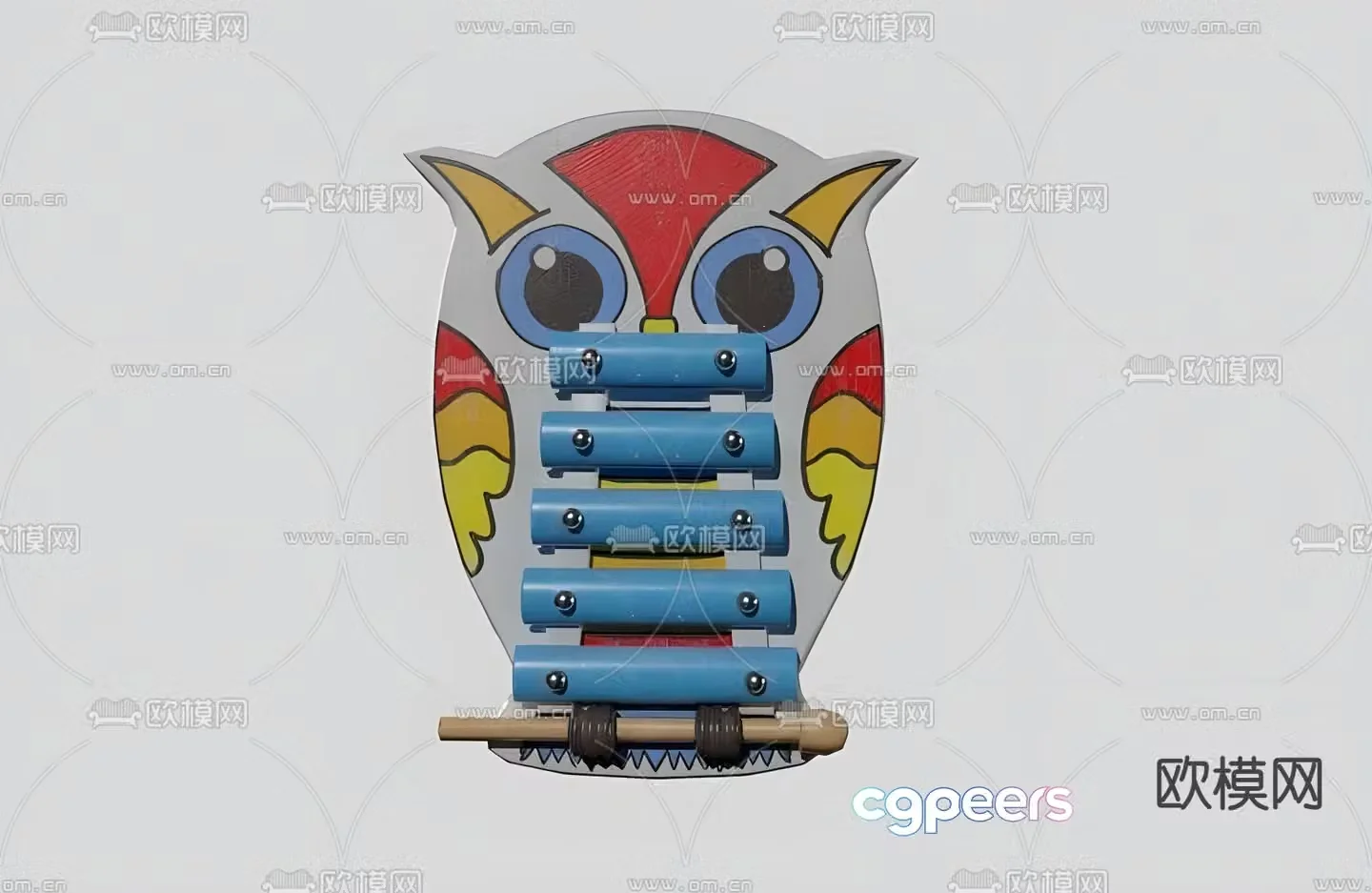 Children’s Toys Hand Knocking Qin Eight-tone Knocking Qin 3D Model
