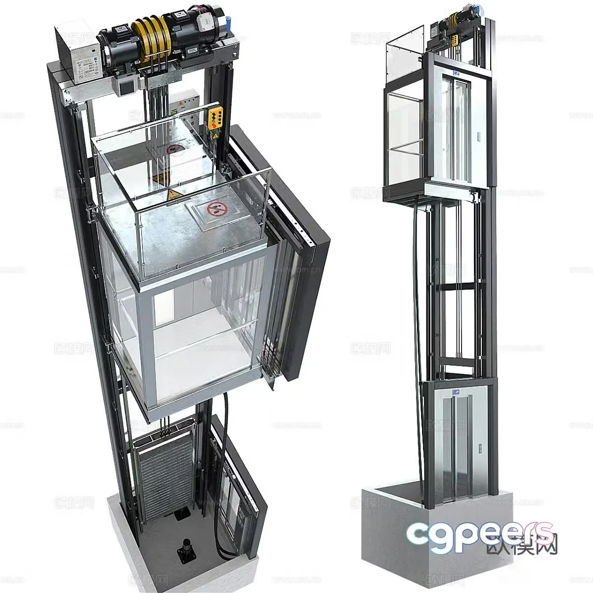 Modern elevator sightseeing elevator 3d model