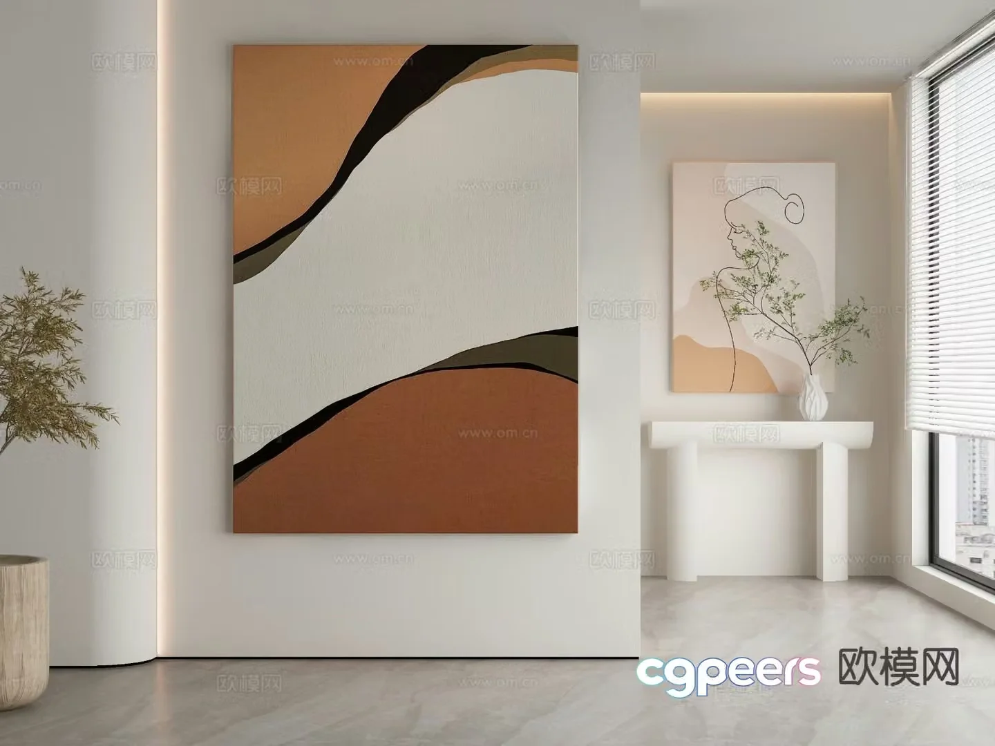 Modern decorative painting abstract hanging painting 3d model