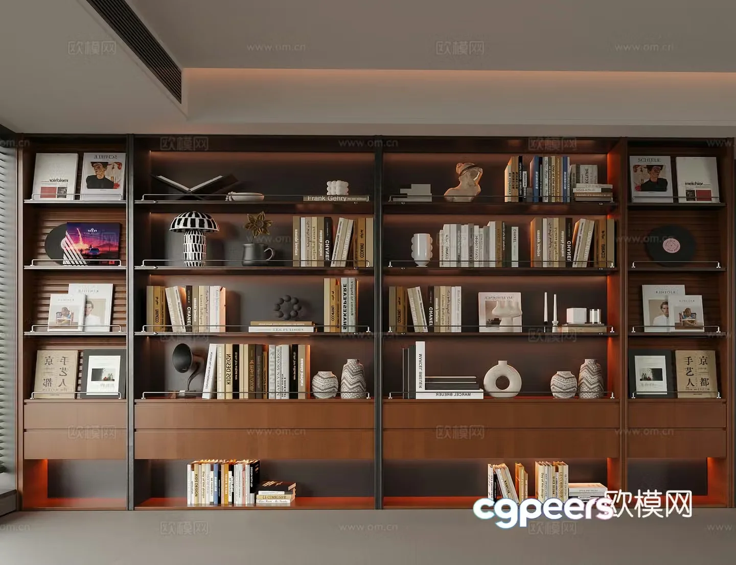 Modern bookcase Bookcase ornaments Book ornaments 3D model