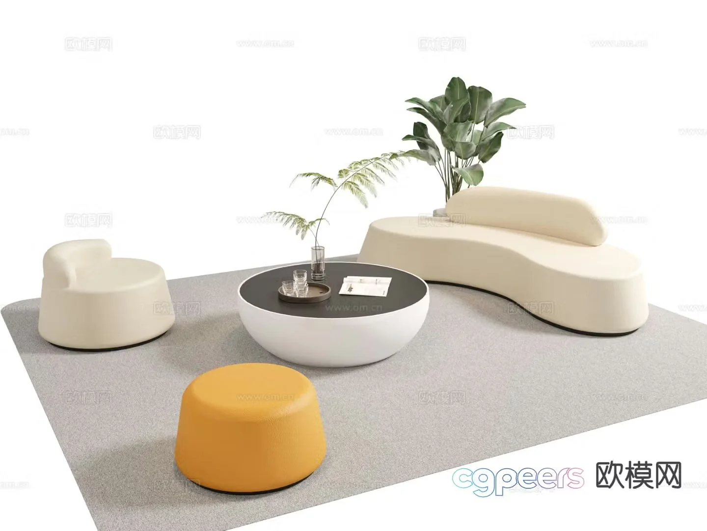 Modern office sofa modular sofa 3d model