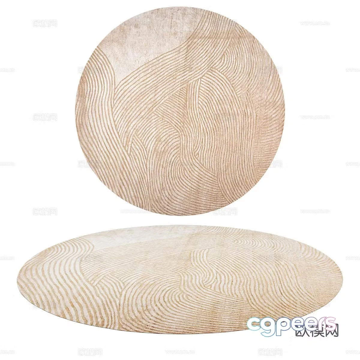 New Chinese round fabric carpet 3D model