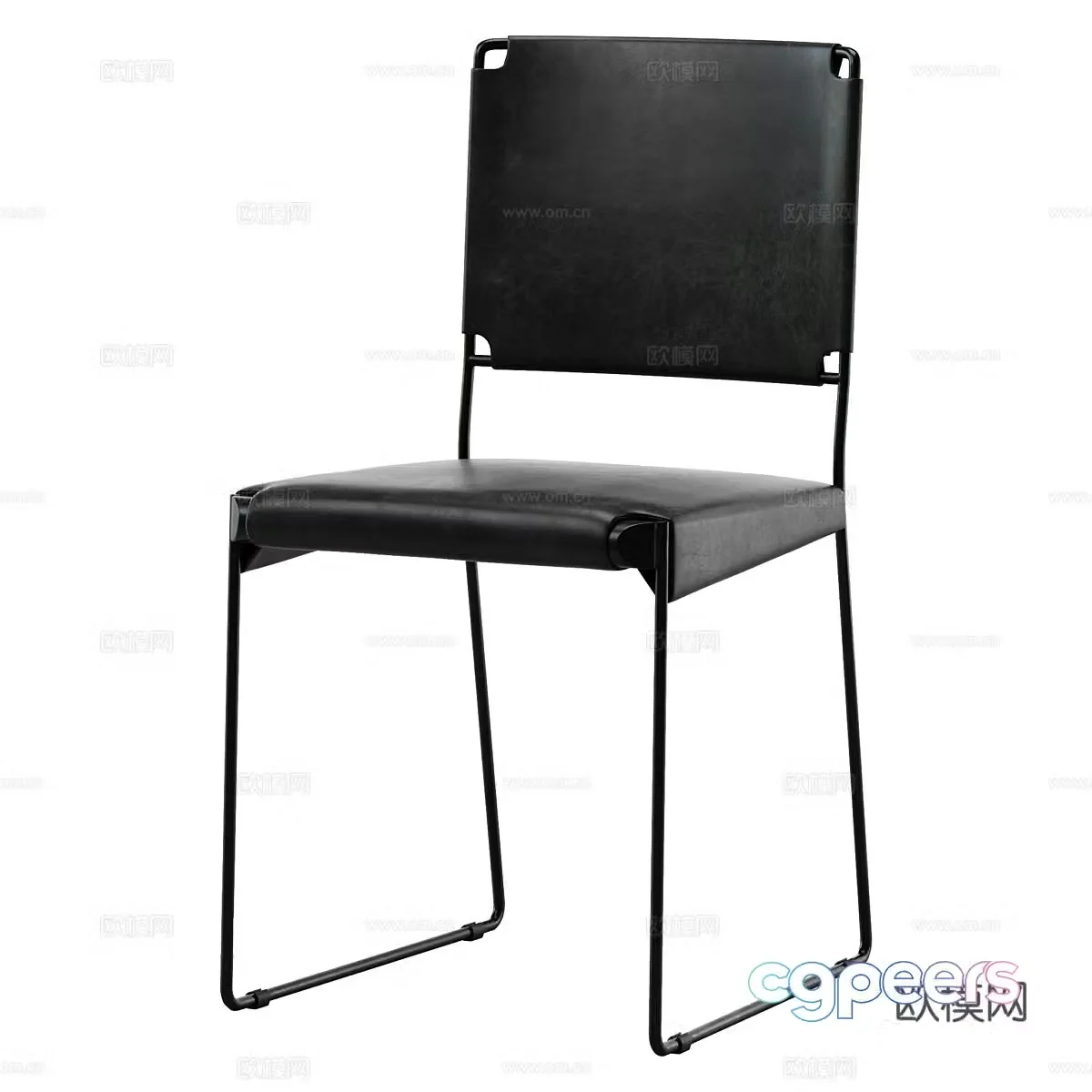 Modern minimalist chair chair black single chair stool 3d model