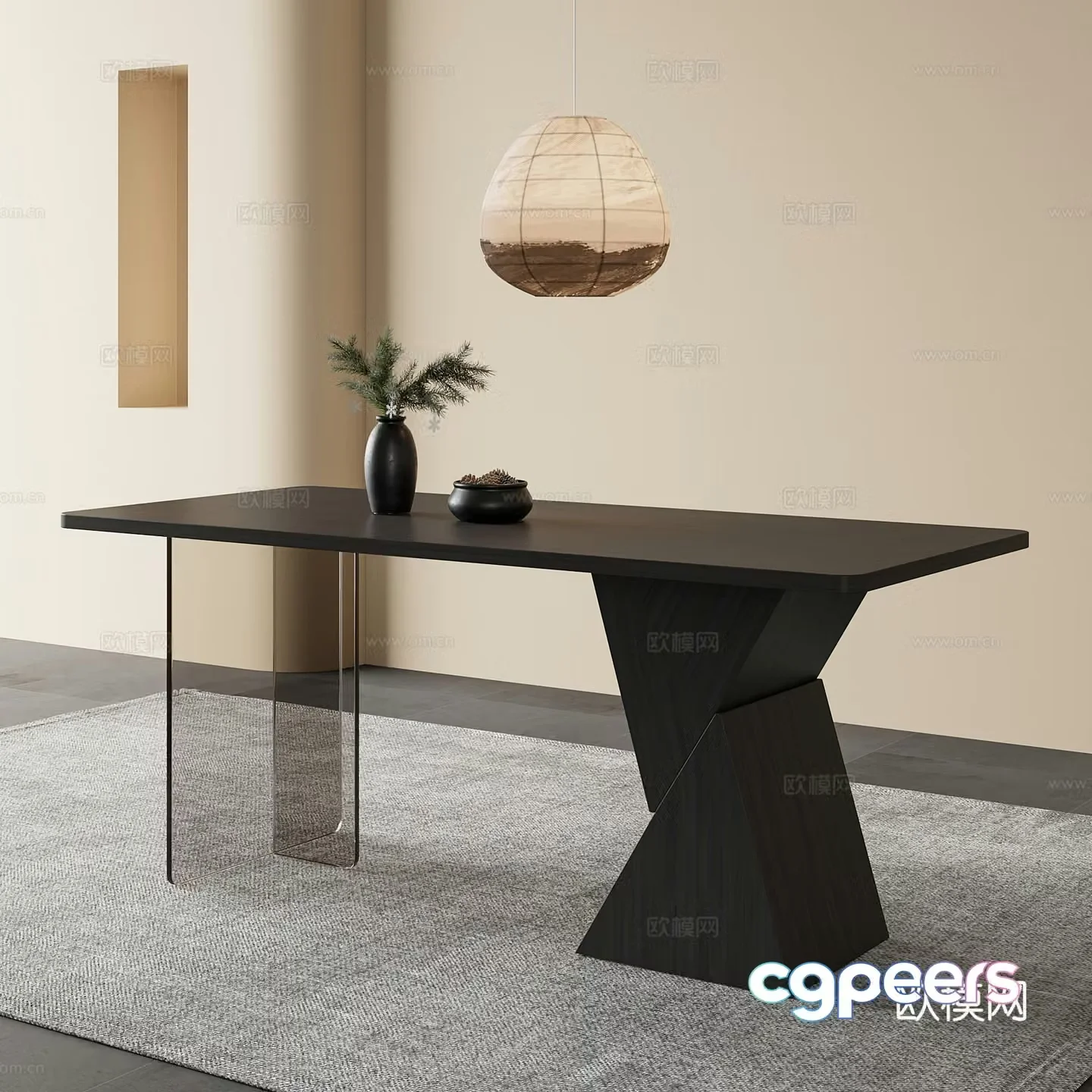 Modern medieval dining table table 3d model
